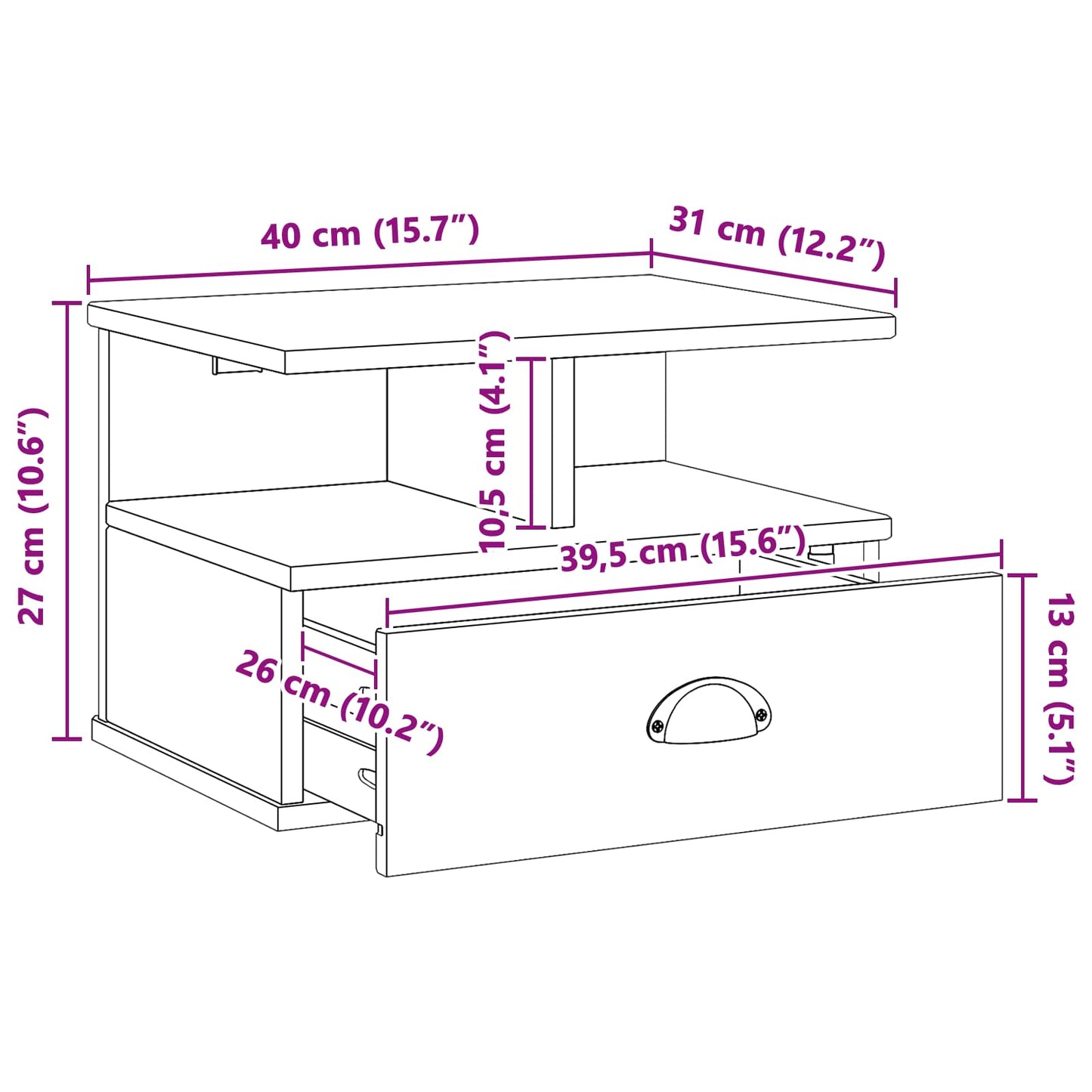Armadio da Notte HILL Marrone miele 40 x 31 x 27 cm | homemem39