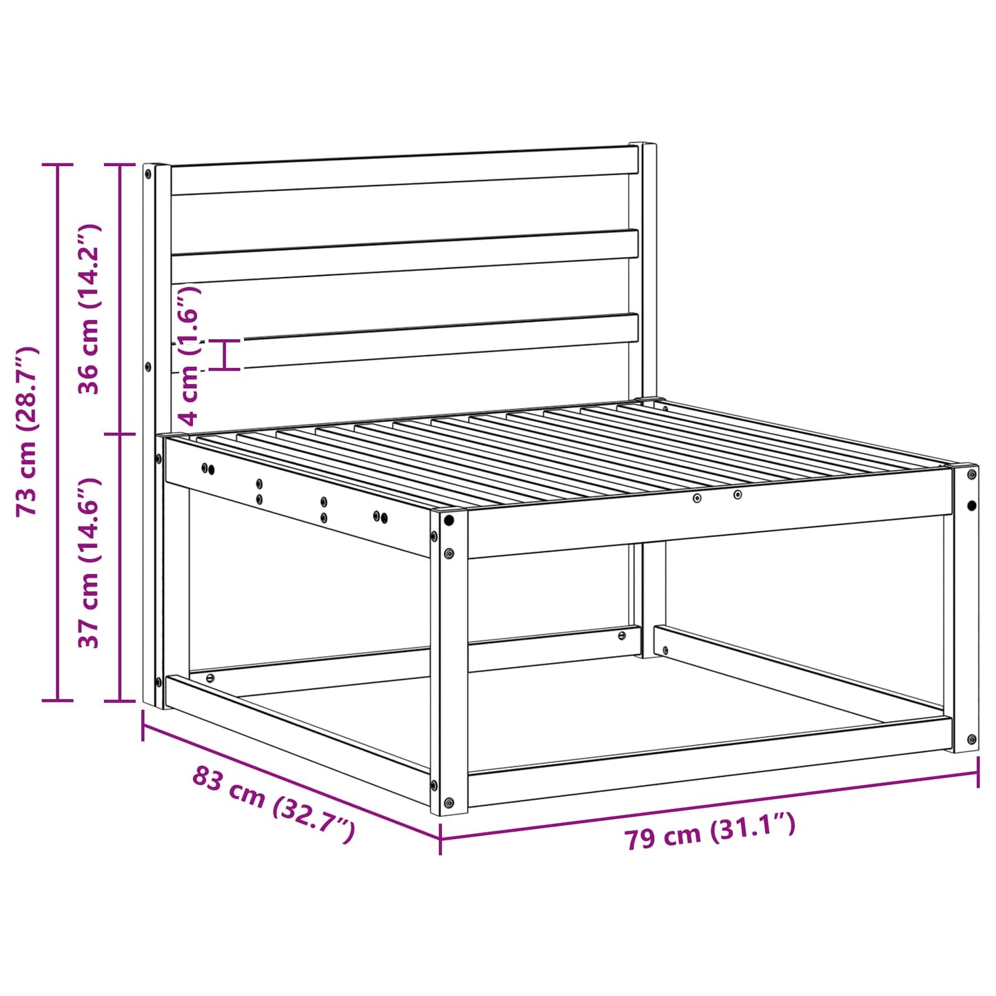 Divano centrale per esterno Bianco 79 x 83 x 73 cm