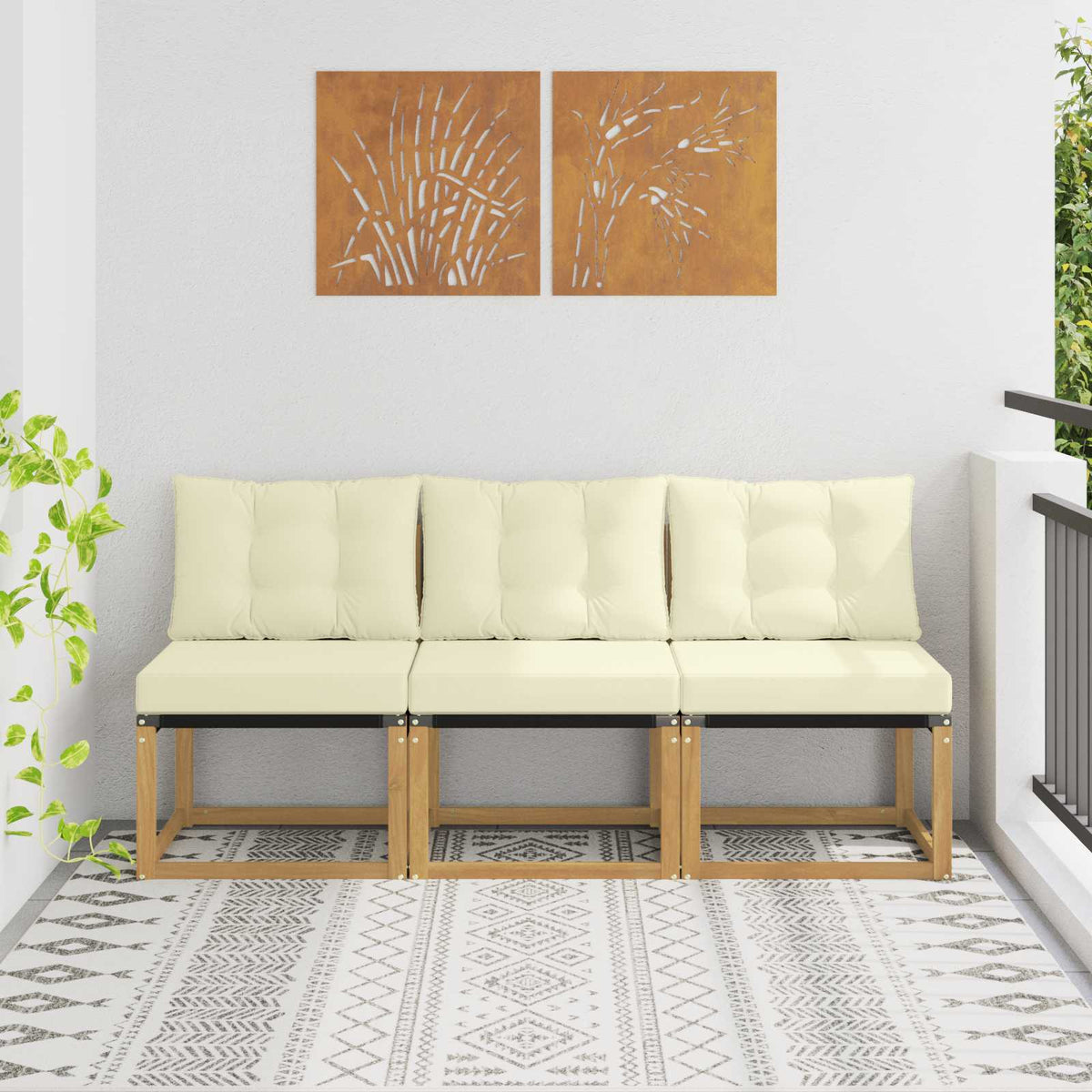 2 Pezzo Divano centrale per esterno Naturale 158 x 83 x 73 cm