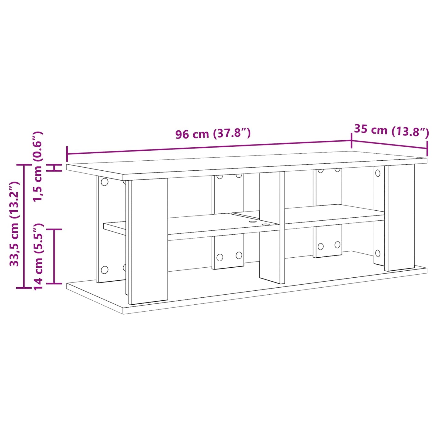 Supporto TV Rovere Nero 96 x 35 x 33,5 cm | homemem39