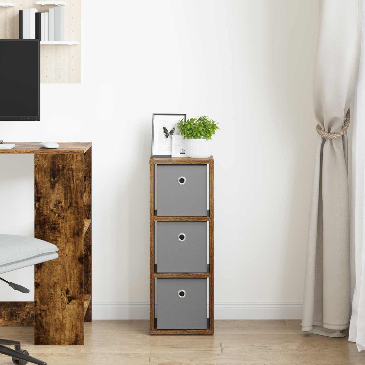Credenza con cassetto Rovere fumé 25,5 x 22 x 69,5 cm - homemem39
