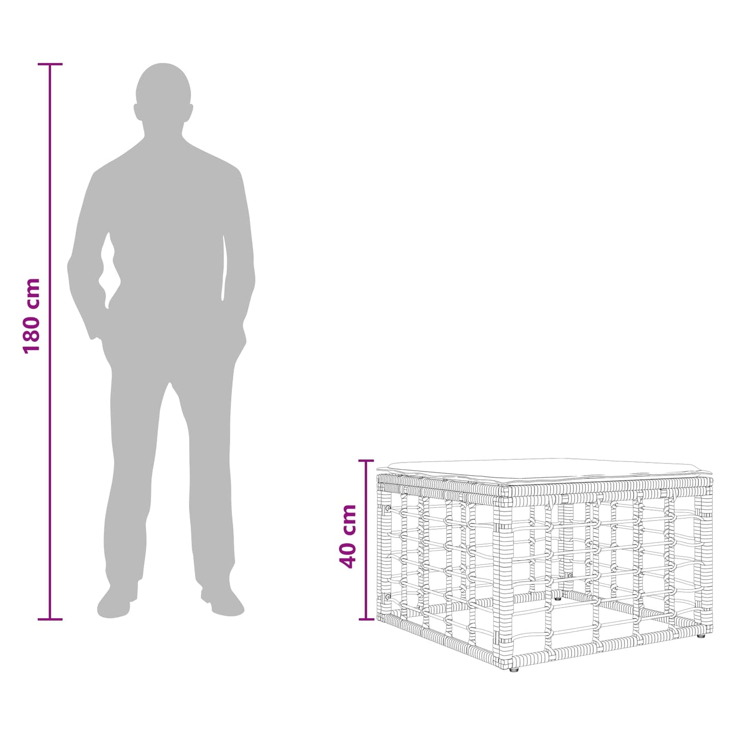Poggiapiedi da Giardino Naturale polyrattan | homemem39