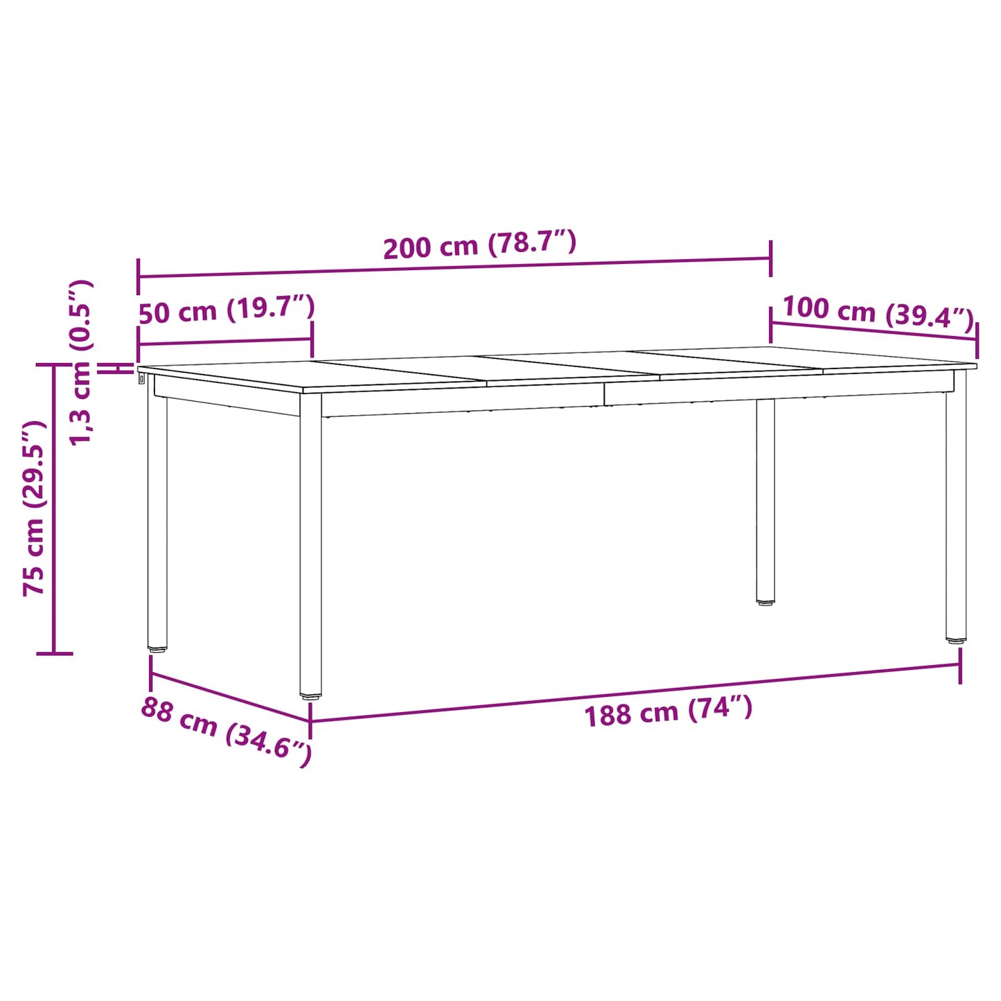 Tavoli da pranzo 2 pcs 200 x 100 x 75 cm Legno multistrato