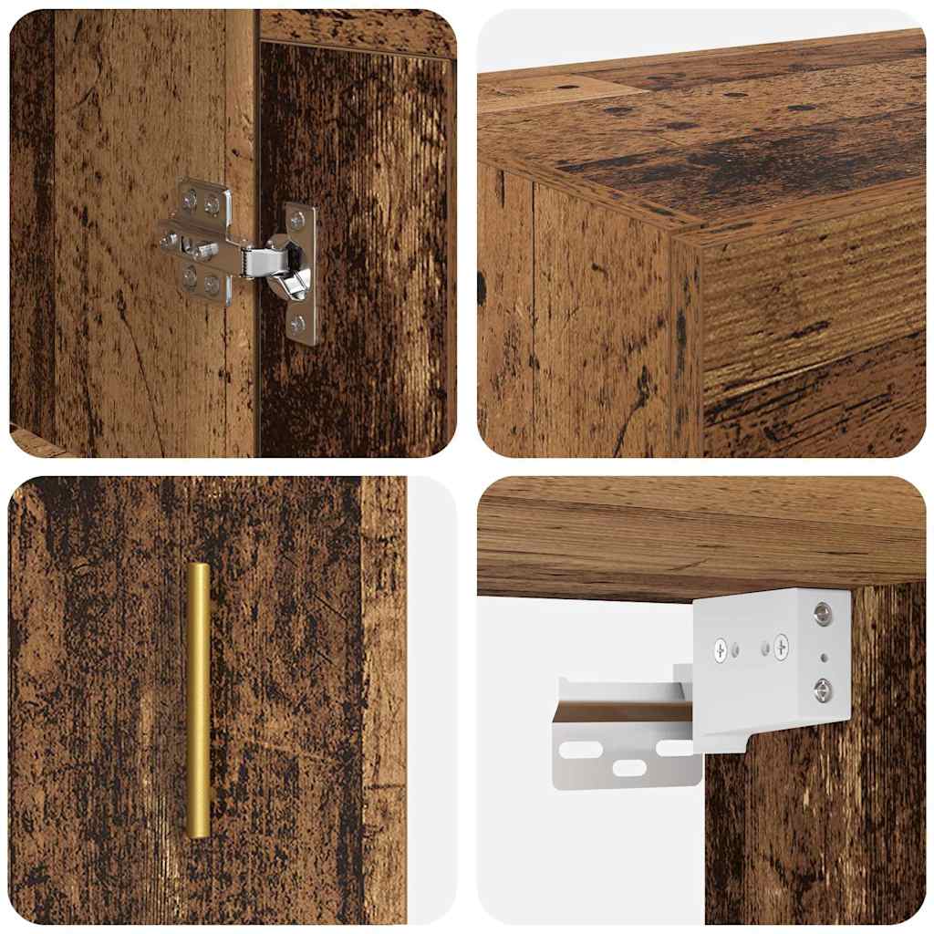 Mobile a muro 2 pcs Legno vecchio 69,5 x 34 x 90 cm