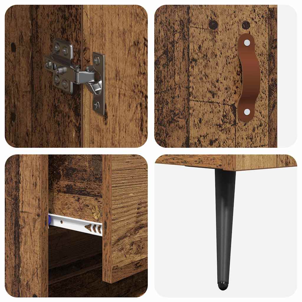 Armadietto alto con ripiano con cassetto 2 pcs Legno vecchio