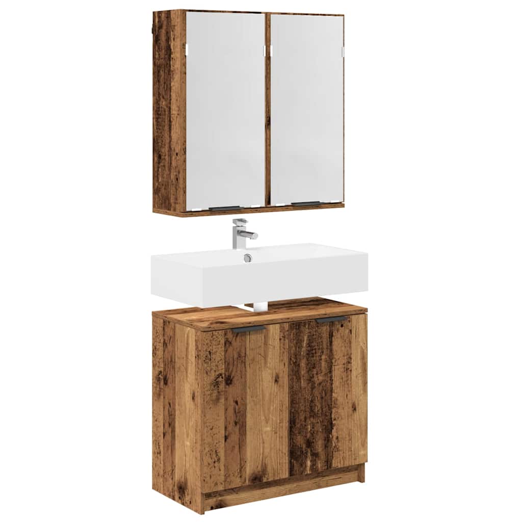 Set di Armadi da Bagno 2 pz Legno vecchio Legno ingegnerizzato | homemem39