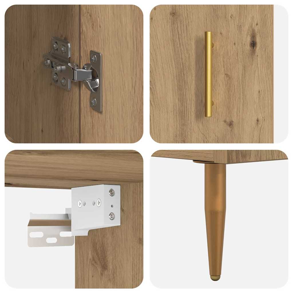 Credenza 2 pcs Rovere artigianale Legno multistrato