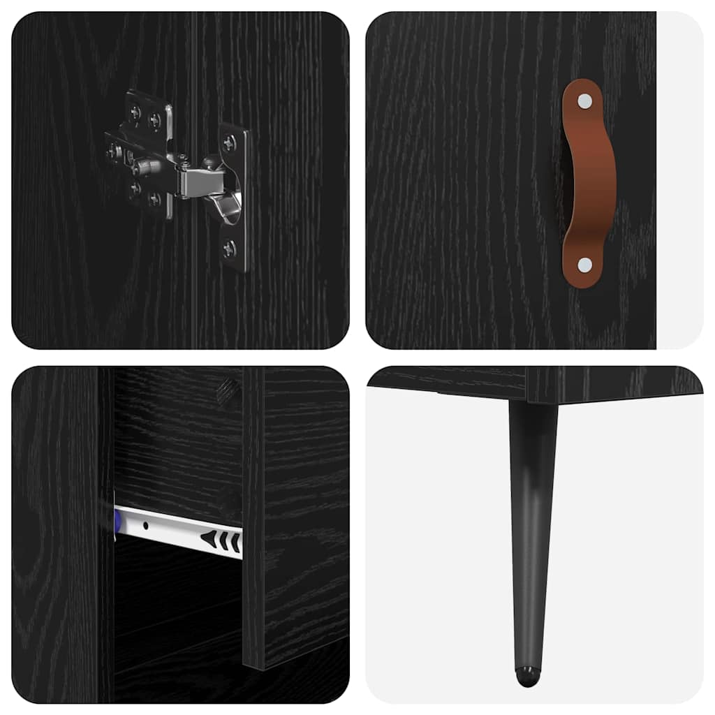 Armadietto alto con ripiano 2 pcs Rovere Nero Legno multistrato