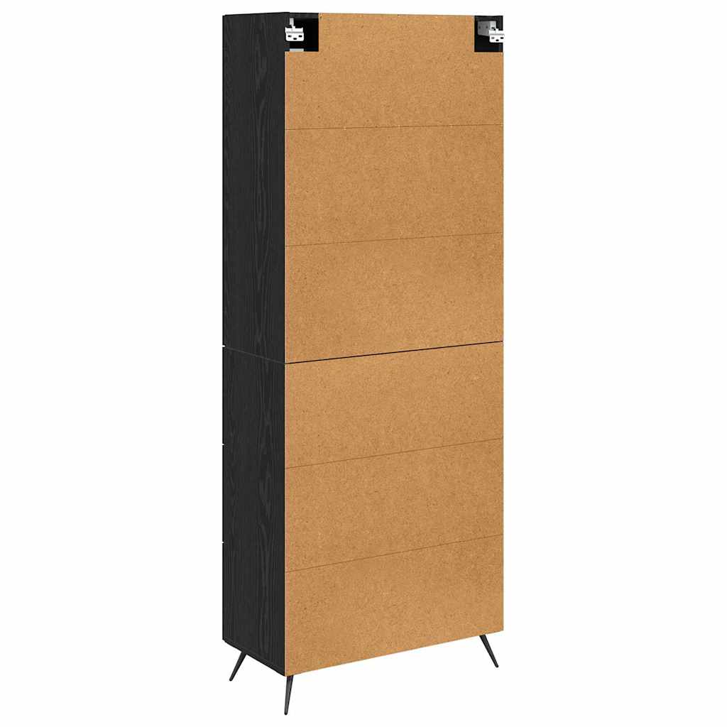 Armadietto alto con ripiano 2 pcs Rovere Nero Legno multistrato