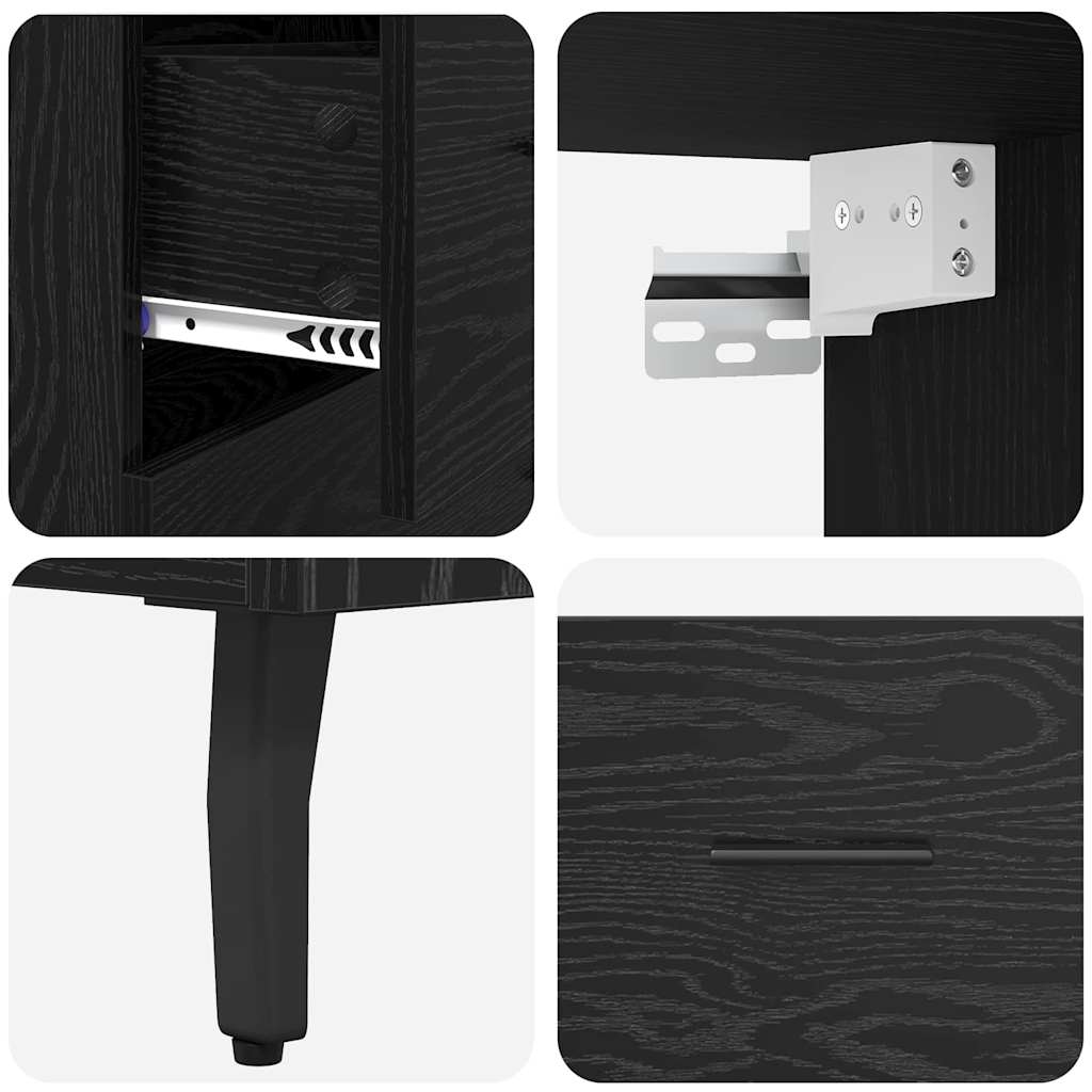 Credenza con cassetto Rovere Nero 69,5 x 34 x 180 cm