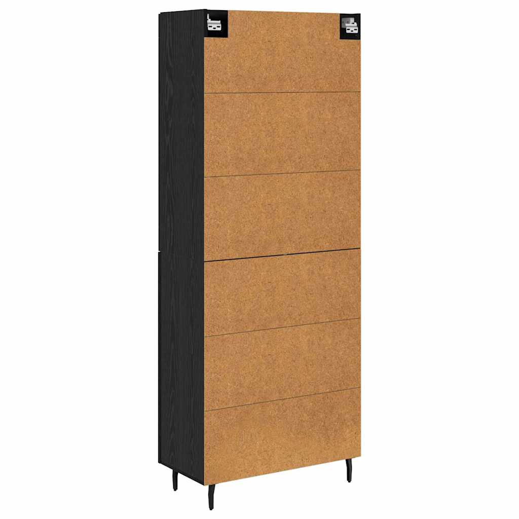 Credenza 2 pcs Rovere Nero Legno multistrato | homemem39