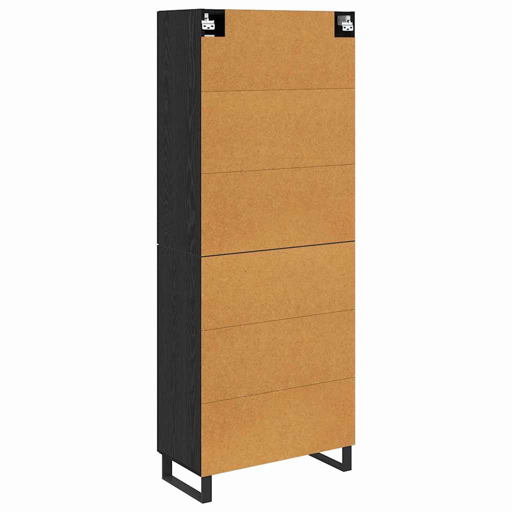 Credenza 2 pcs Rovere Nero Legno Stratificato e Vetro