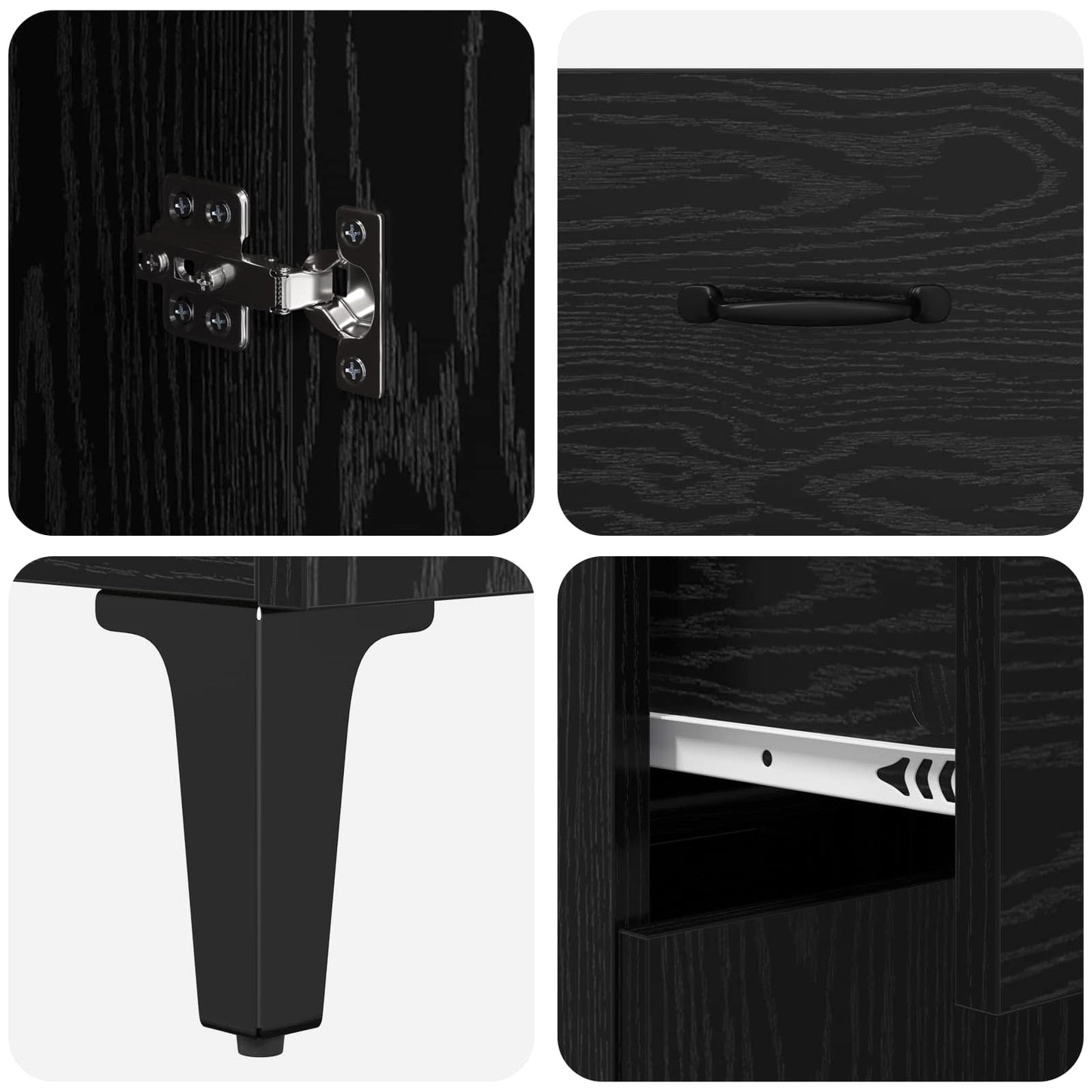 Credenza Rovere Nero 69,5 x 34 x 180 cm Legno multistrato