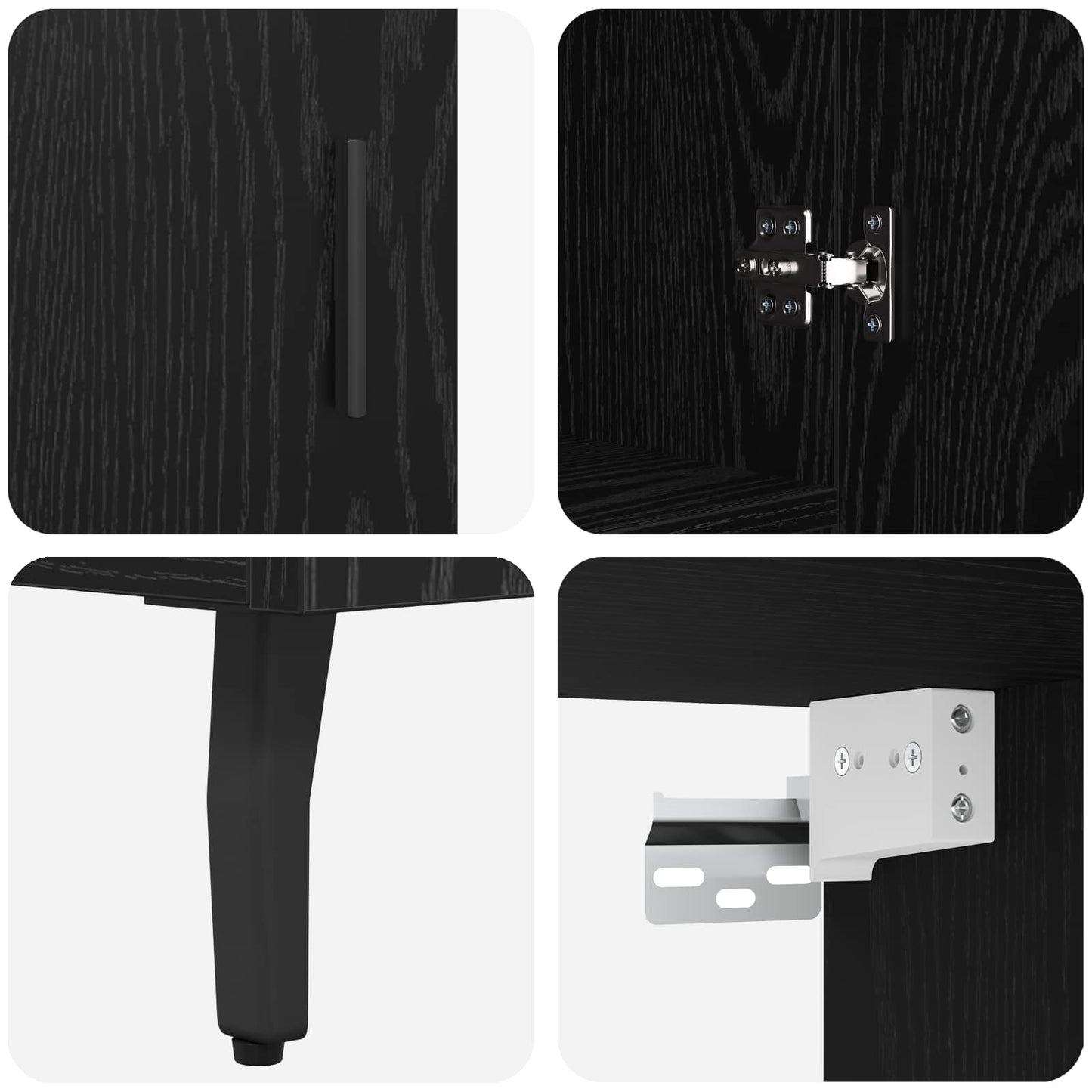 Credenza 2 pcs Rovere nero Legno Stratificato e Vetro