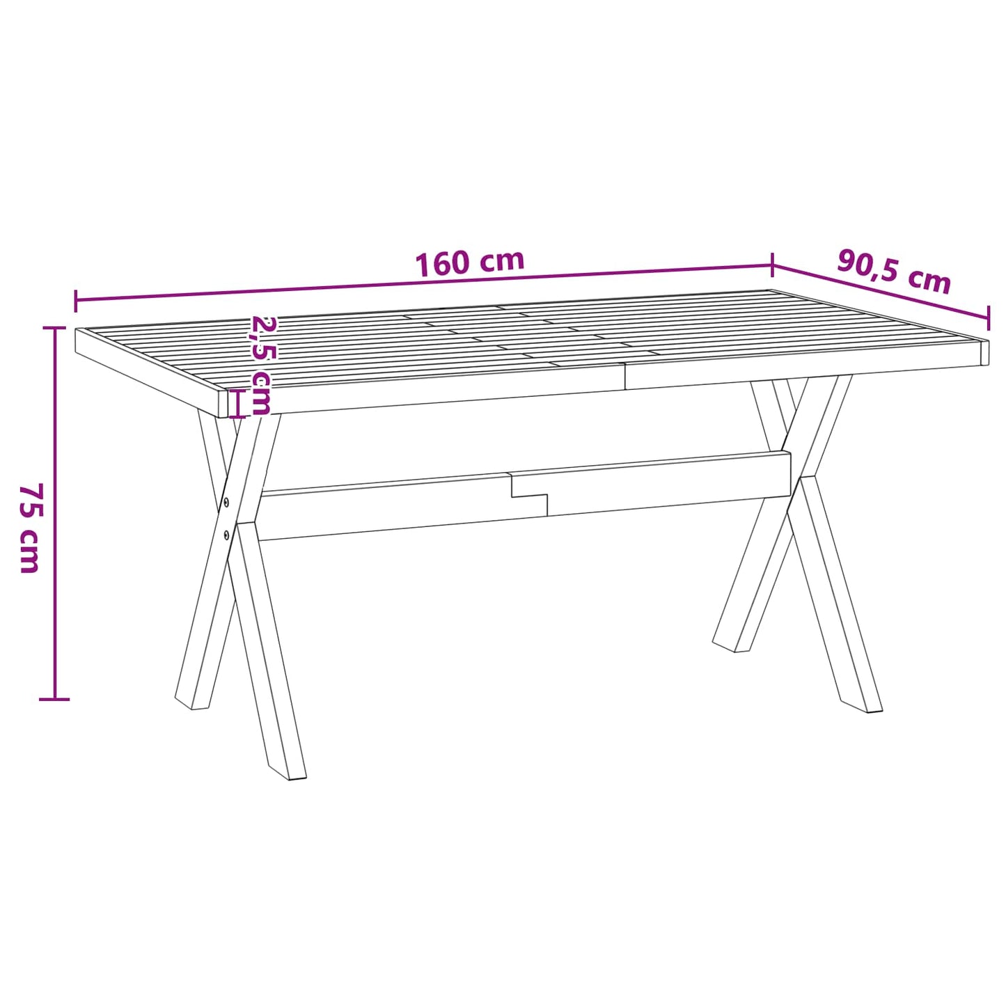 Tavolo da pranzo NOAIN 160 cm Legno Massello di Pino Nero