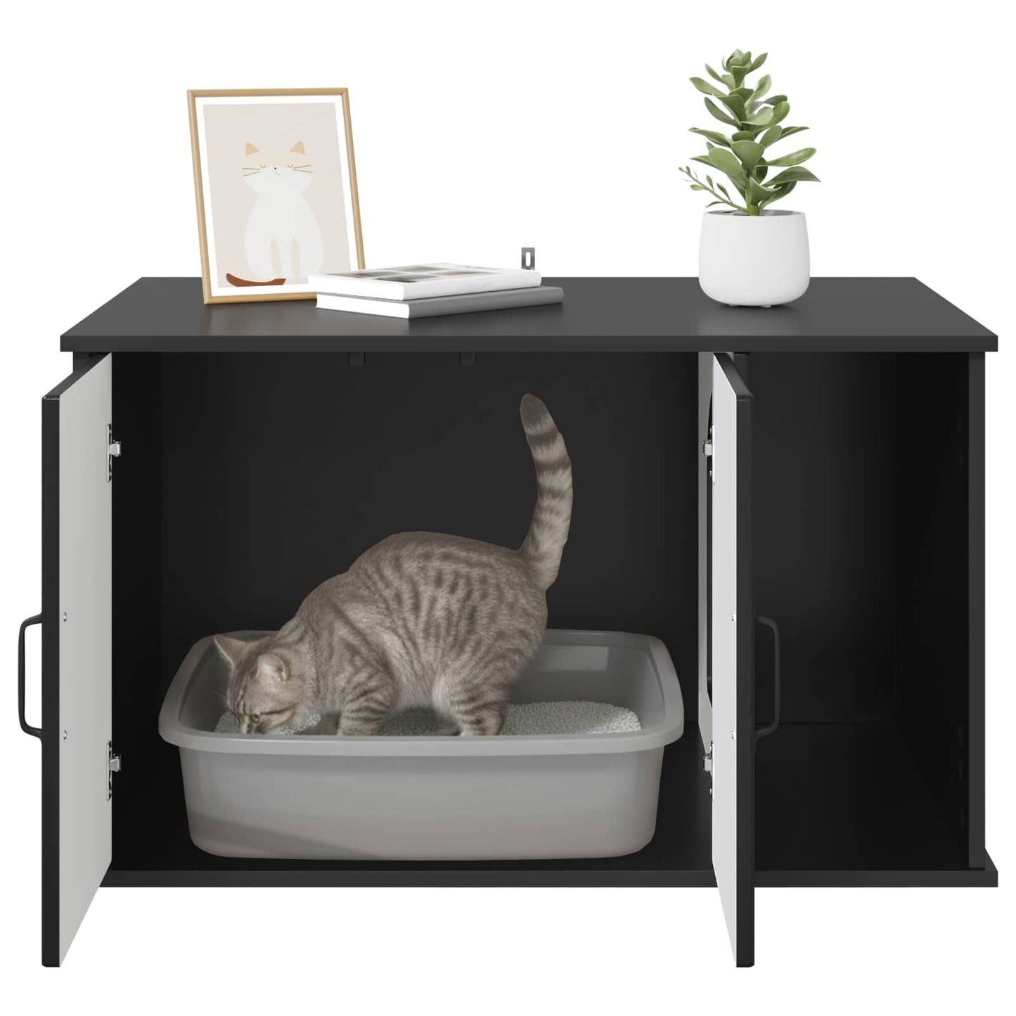 Casa per Gatti Nero 85 x 55 x 50 cm Legno multistrato | homemem39