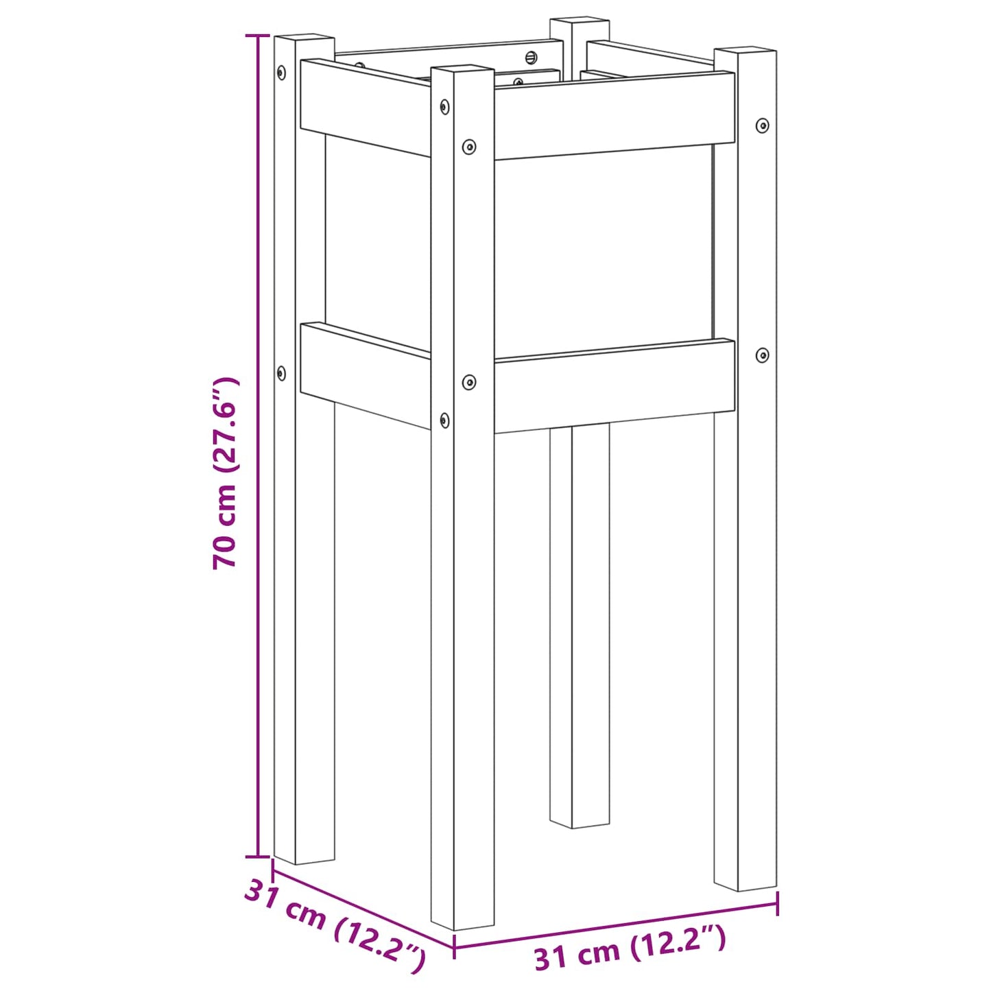 Vaso da giardino Natura 31 x 31 x 70 cm Pino massello