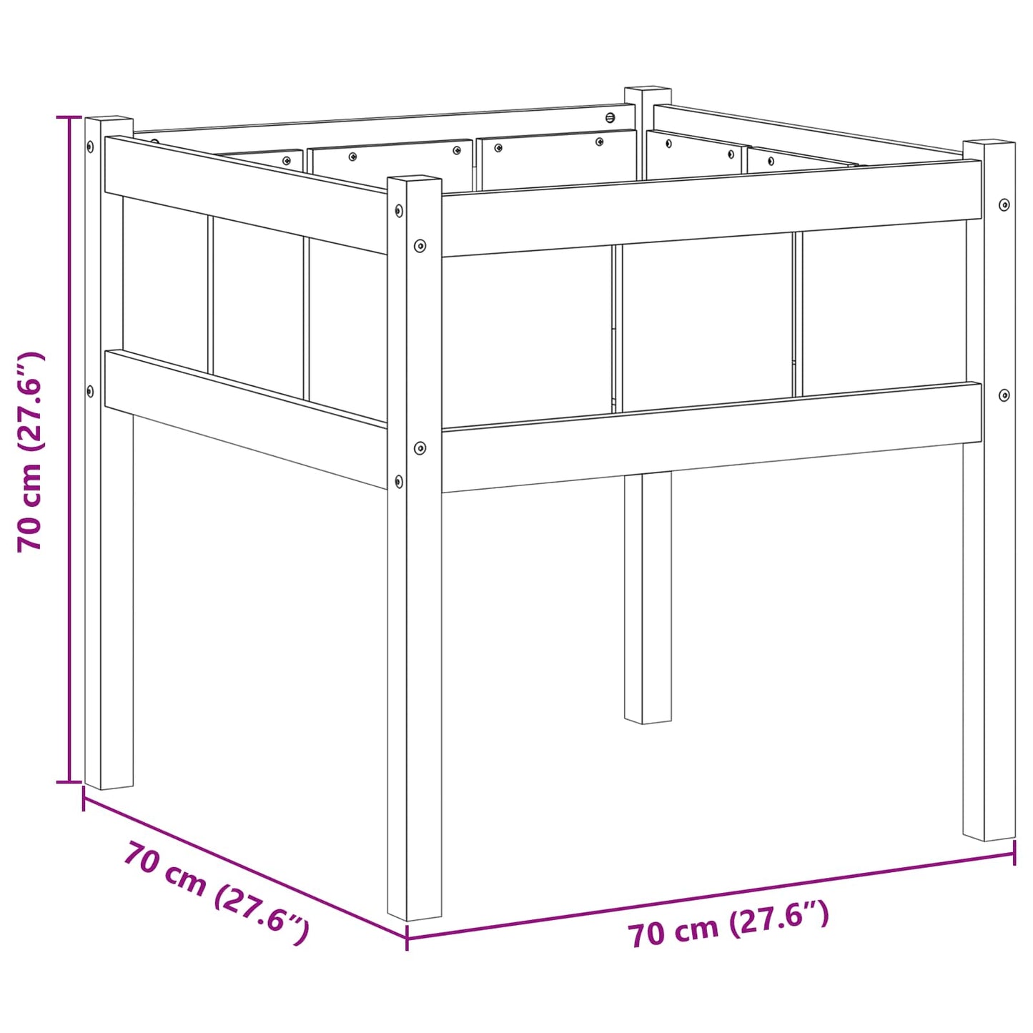 Vaso da giardino Natura 70 x 70 x 70 cm Pino massello | homemem39