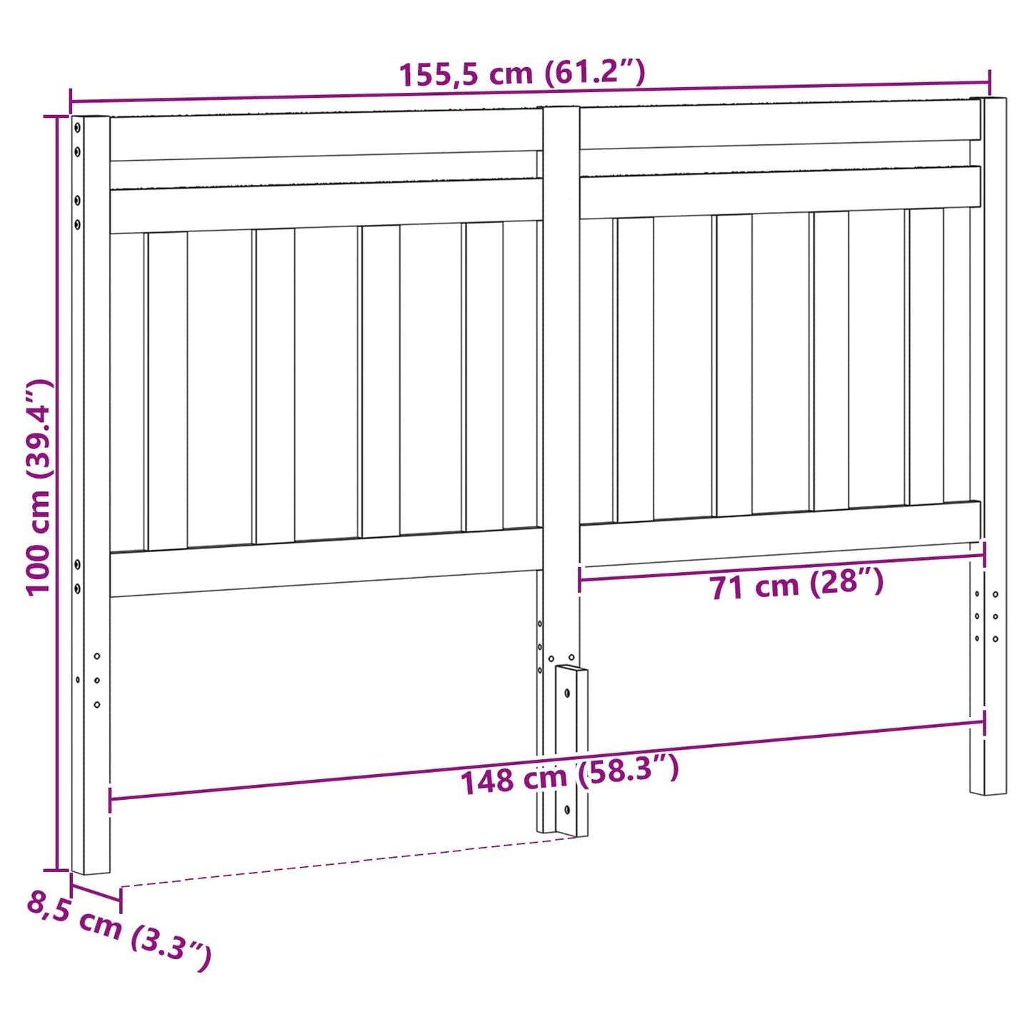 Testiera con testiera Marrone cerato 155,5 x 100 cm | homemem39