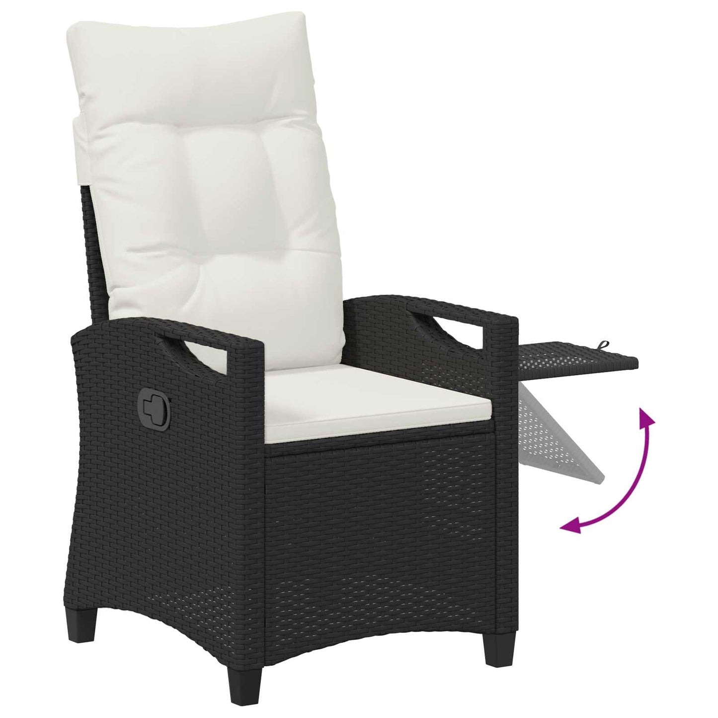 Sedia da giardino reclinabile Nero e Crema 56 x 60 x 112 cm