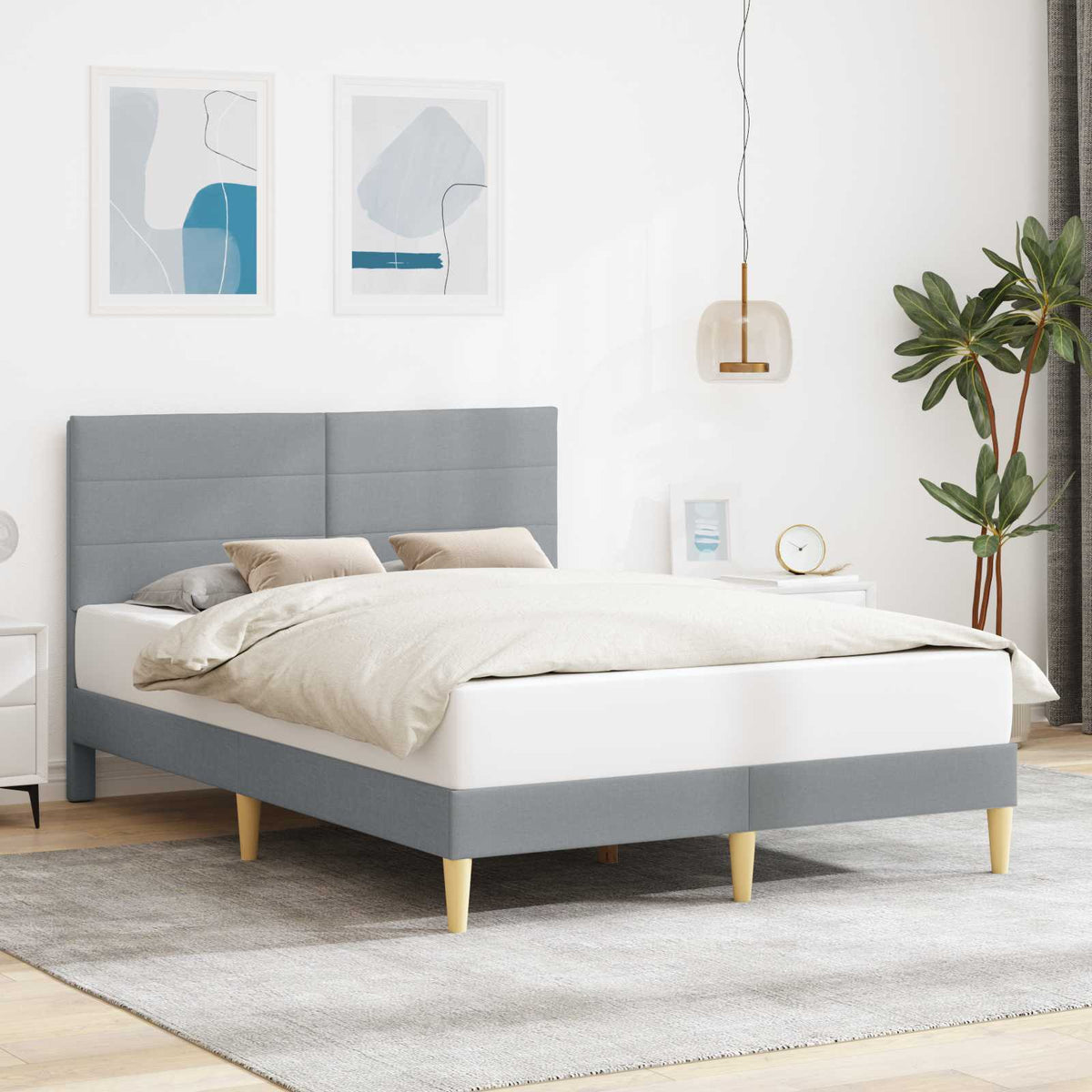 Struttura del letto Grigio Chiaro 120 x 190 cm Tessuto | homemem39