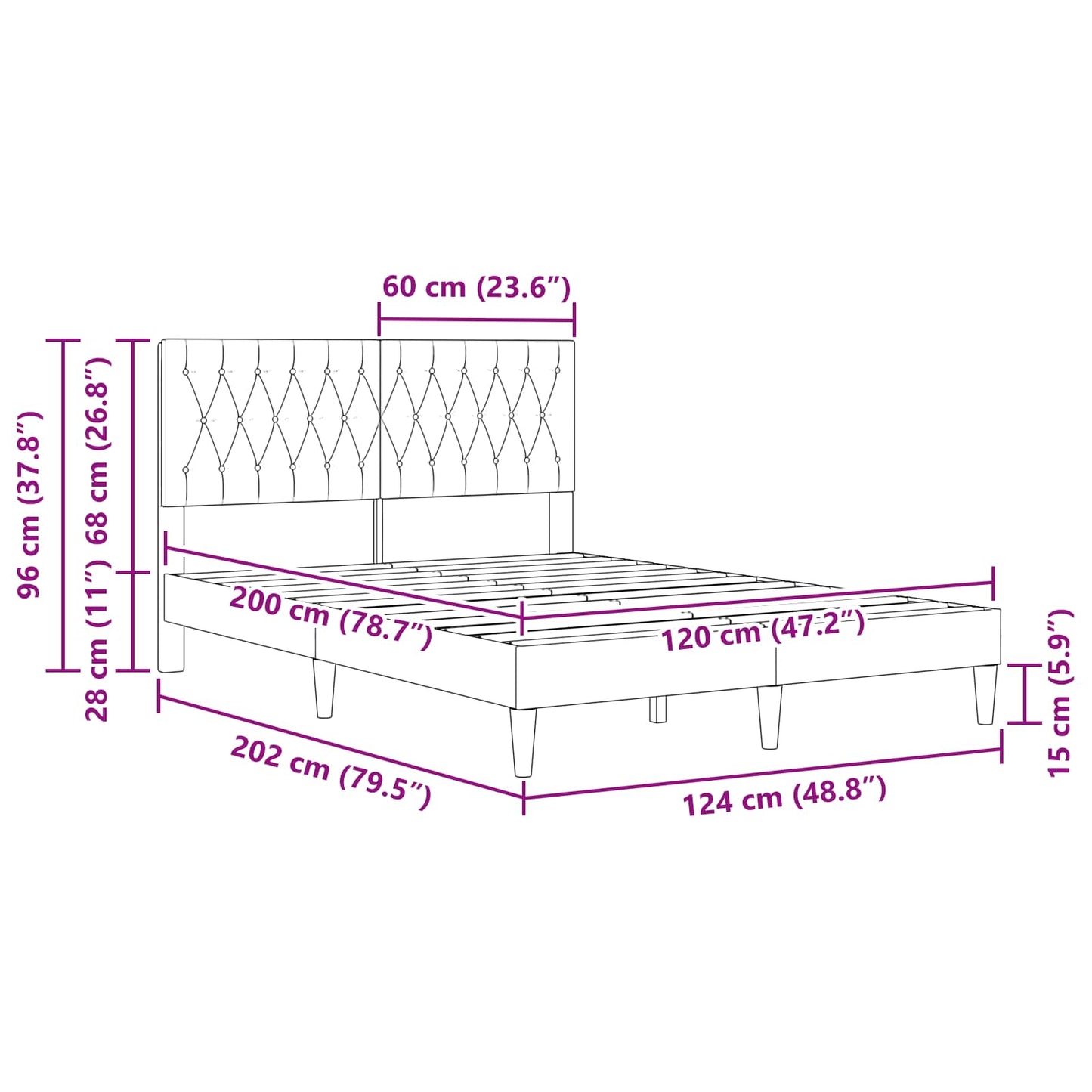 Struttura del letto con testiera Blu 120 x 200 cm Velluto | homemem39