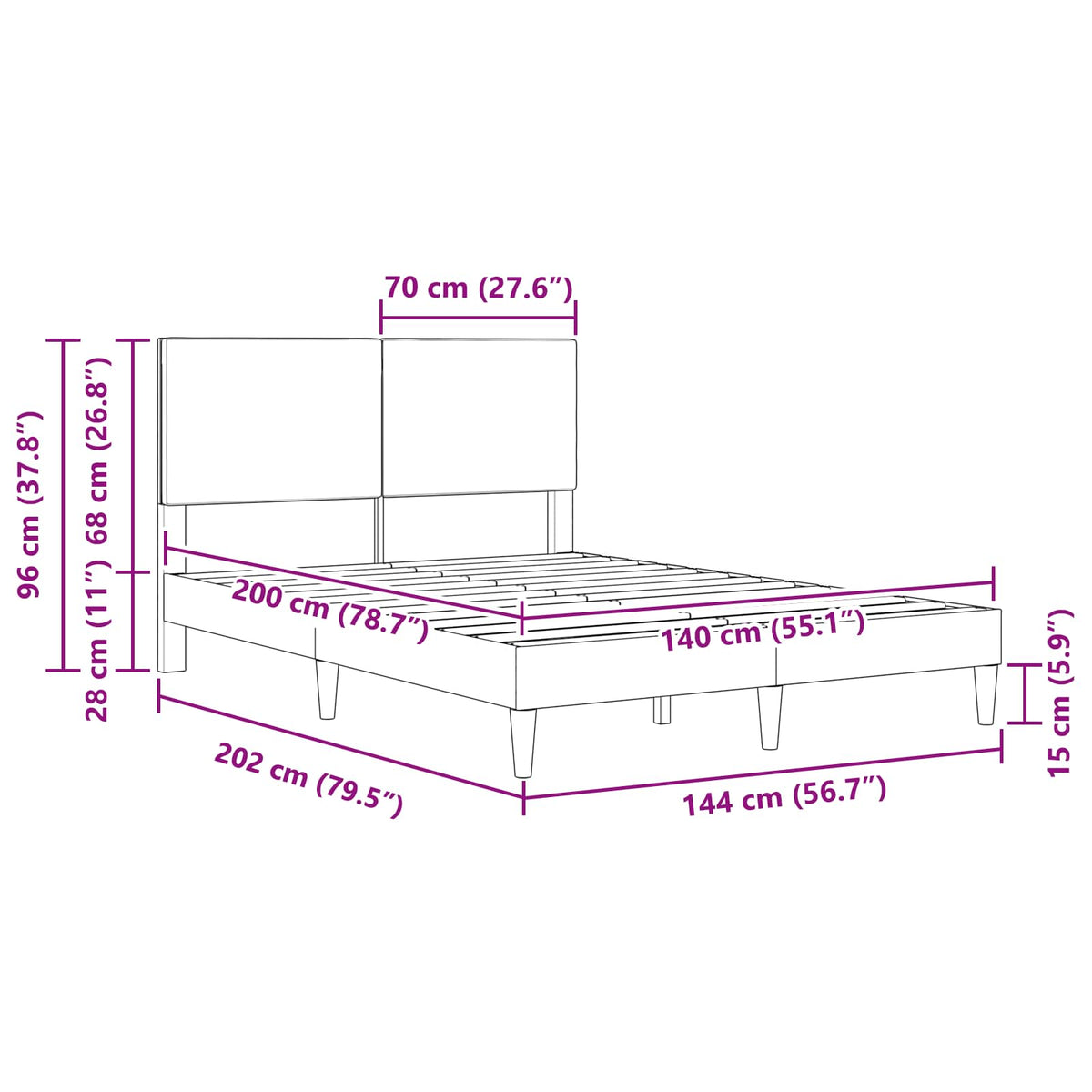 Struttura del letto Grigio Verde Chiaro 140 x 200 cm | homemem39