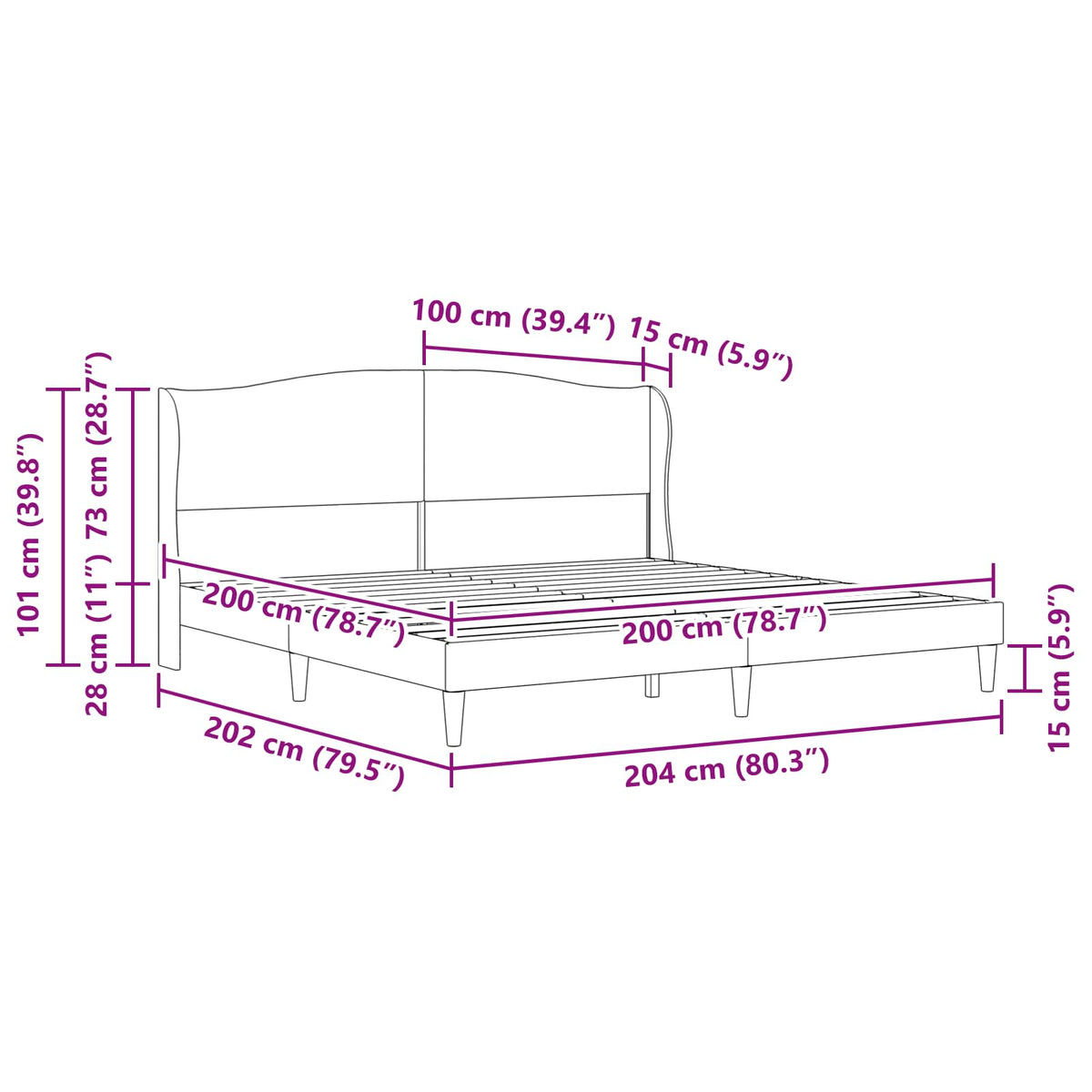 Struttura del letto Grigio Chiaro 200 x 200 cm Velluto | homemem39