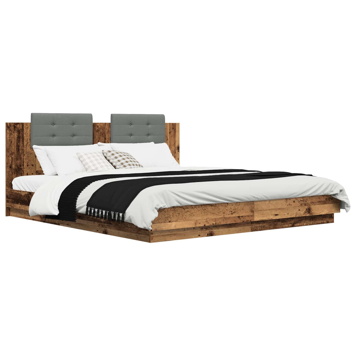 Struttura letto con testata Legno vecchio 200 x 200 cm | homemem39