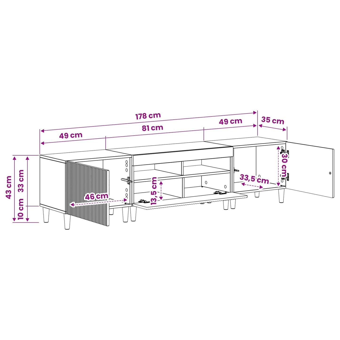 Mobile TV LED a 5 pezzi Nero Legno ingegnerizzato