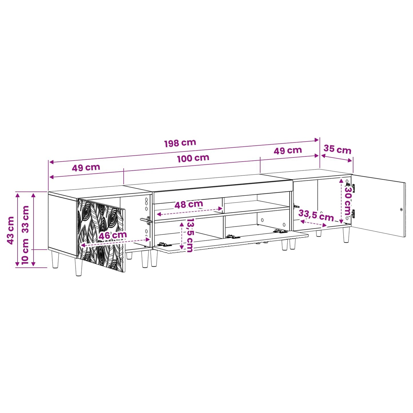 Mobile TV LED a 5 pezzi Rovere Artigianale Legno ingegnerizzato