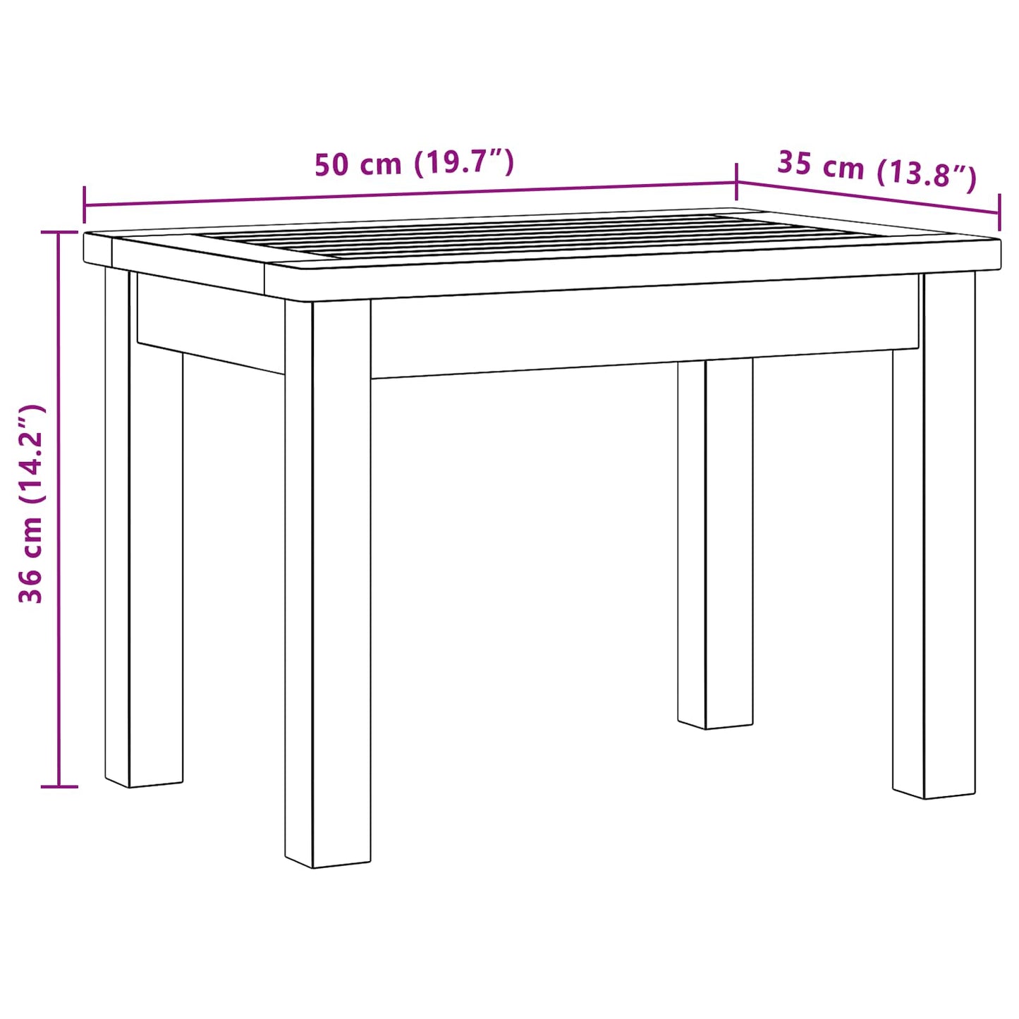 Tavolino da salotto Acacia chiaro 50 x 35 x 36 cm | homemem39