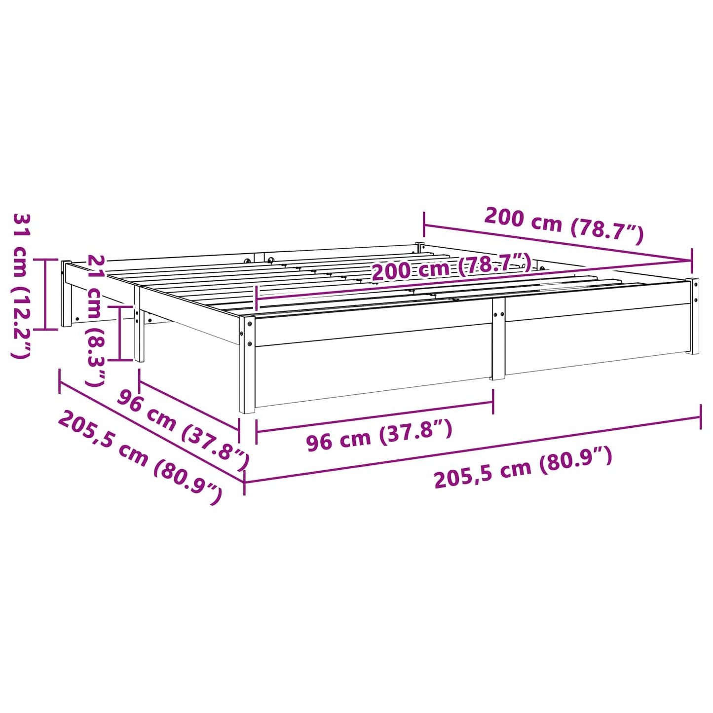 Struttura del letto Marrone cerato 200 x 200 cm | homemem39