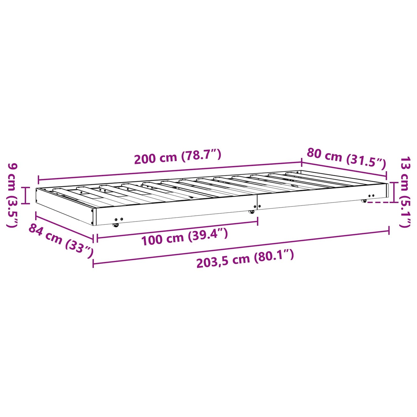 Struttura del letto Marrone cerato 80 x 200 cm Pino massello | homemem39