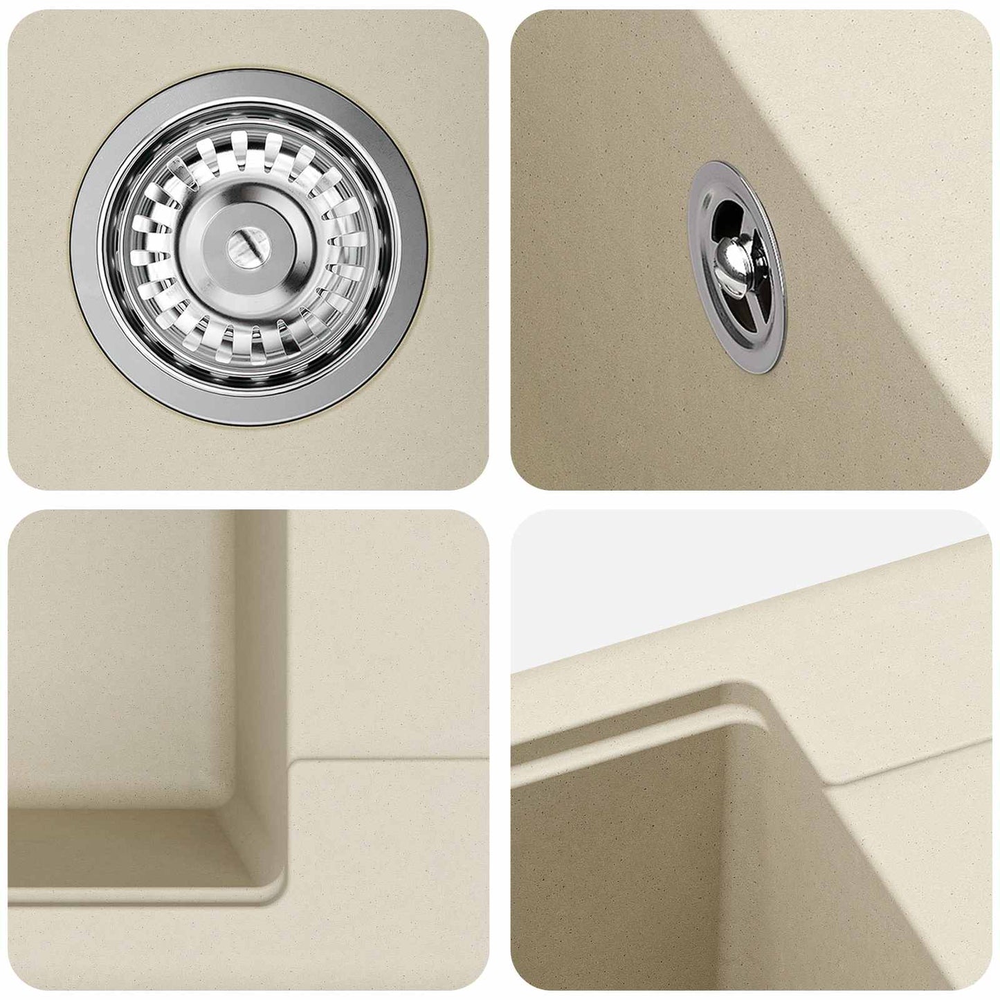 Lavello Beige 560 x 460 mm 80% Quarzo e 20% Resina