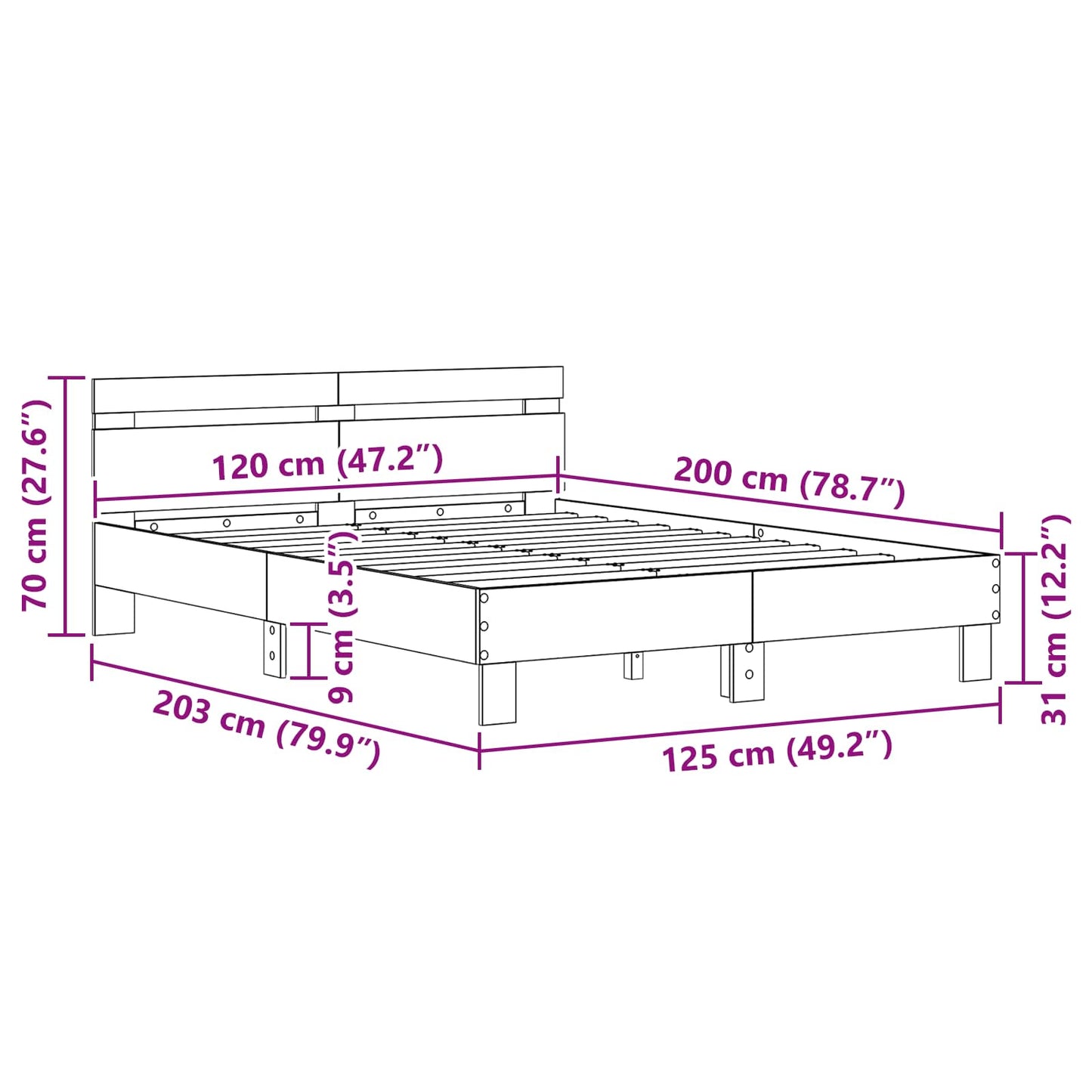 Struttura del letto Legno vecchio 120 x 200 cm | homemem39