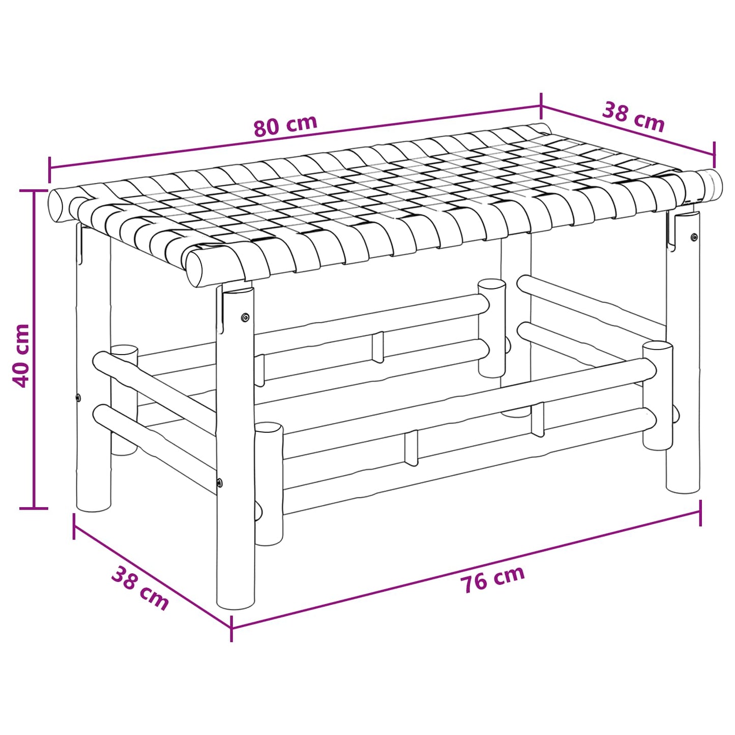Panchina da giardino Naturale 80 x 38 x 40 cm Bambù | homemem39