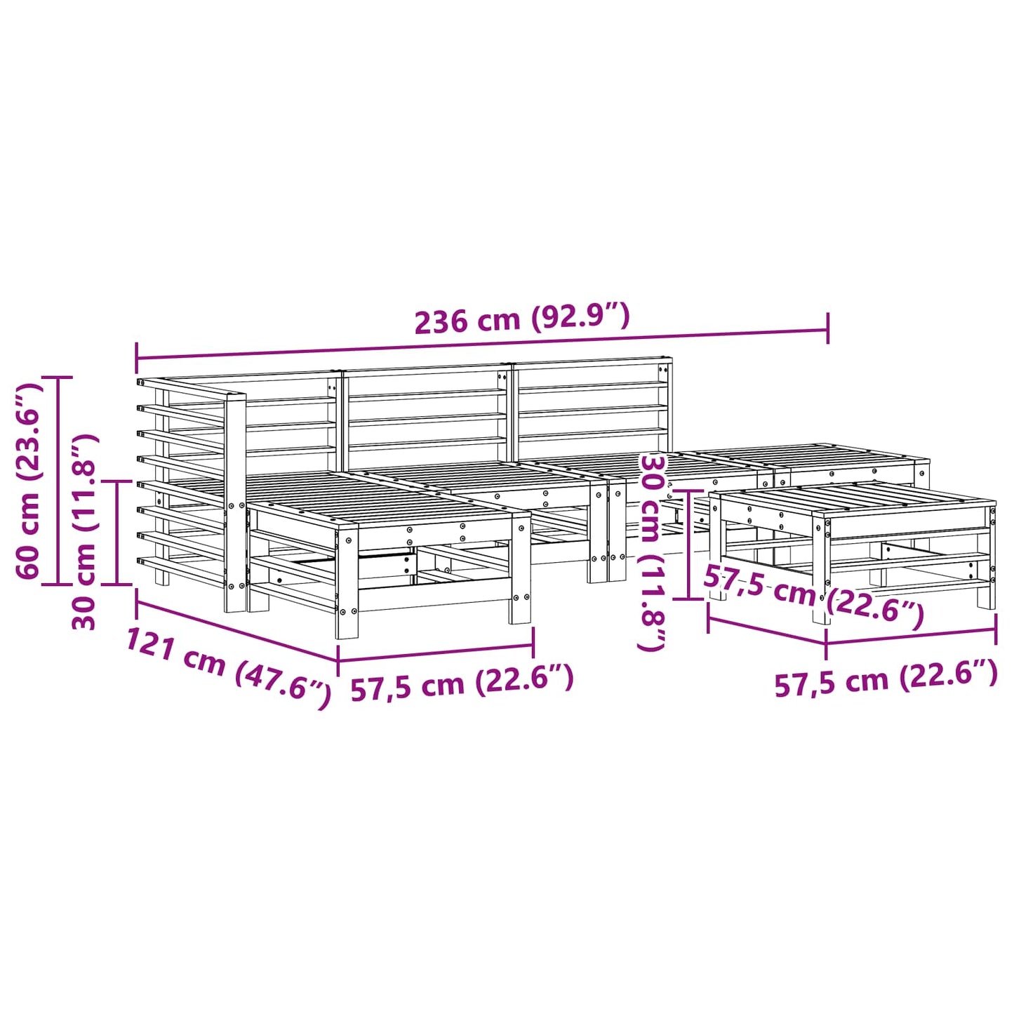 Set Lounge da Giardino 5 pcs Marrone Cerato | homemem39