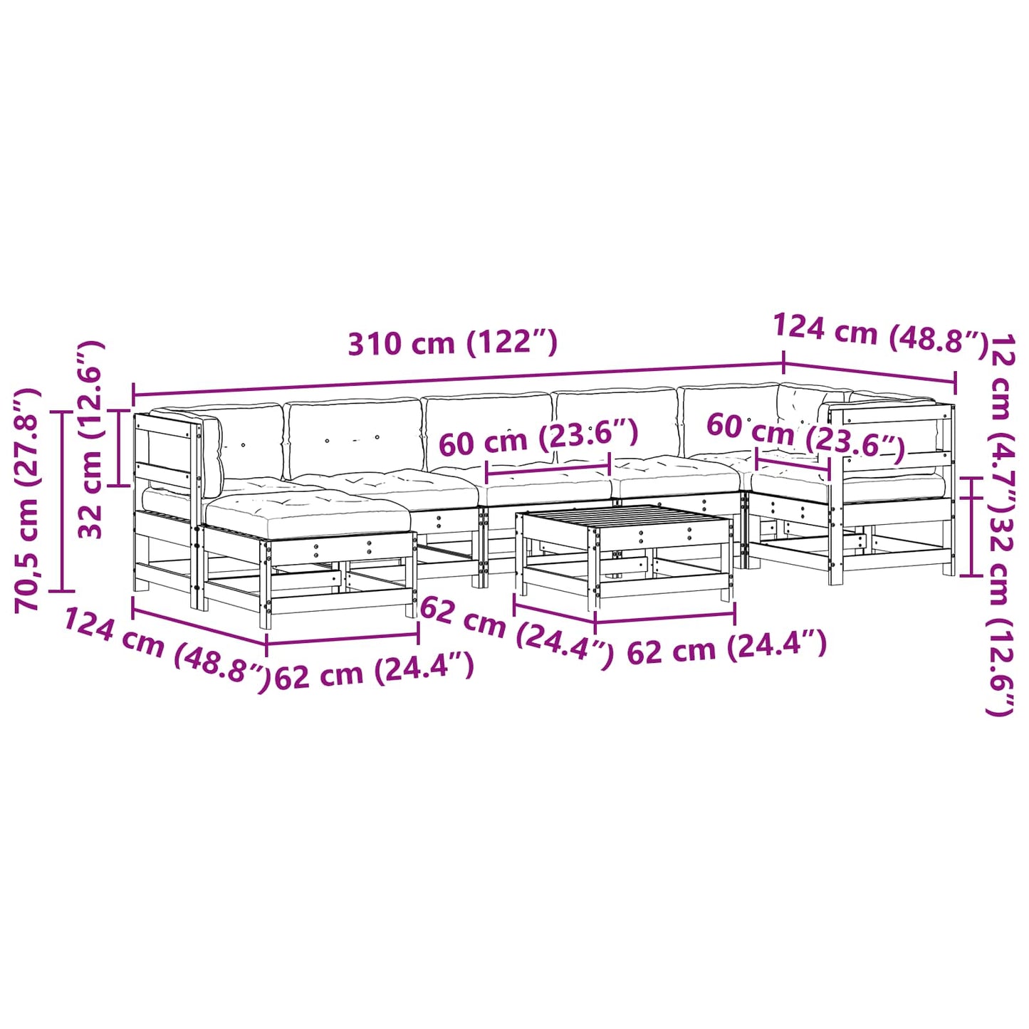 Set Lounge da Giardino 8 pcs Marrone Cerato | homemem39