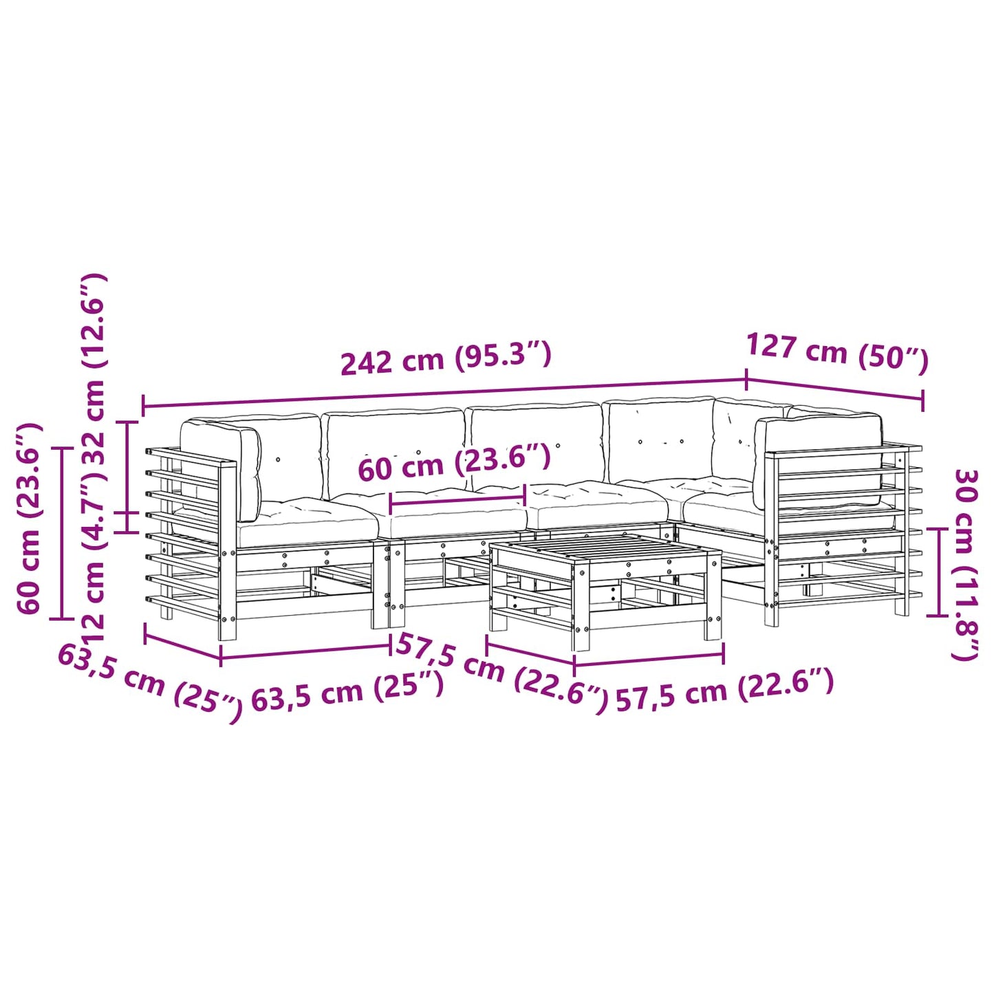 Set Lounge da Giardino 6 pcs Marrone Cerato | homemem39