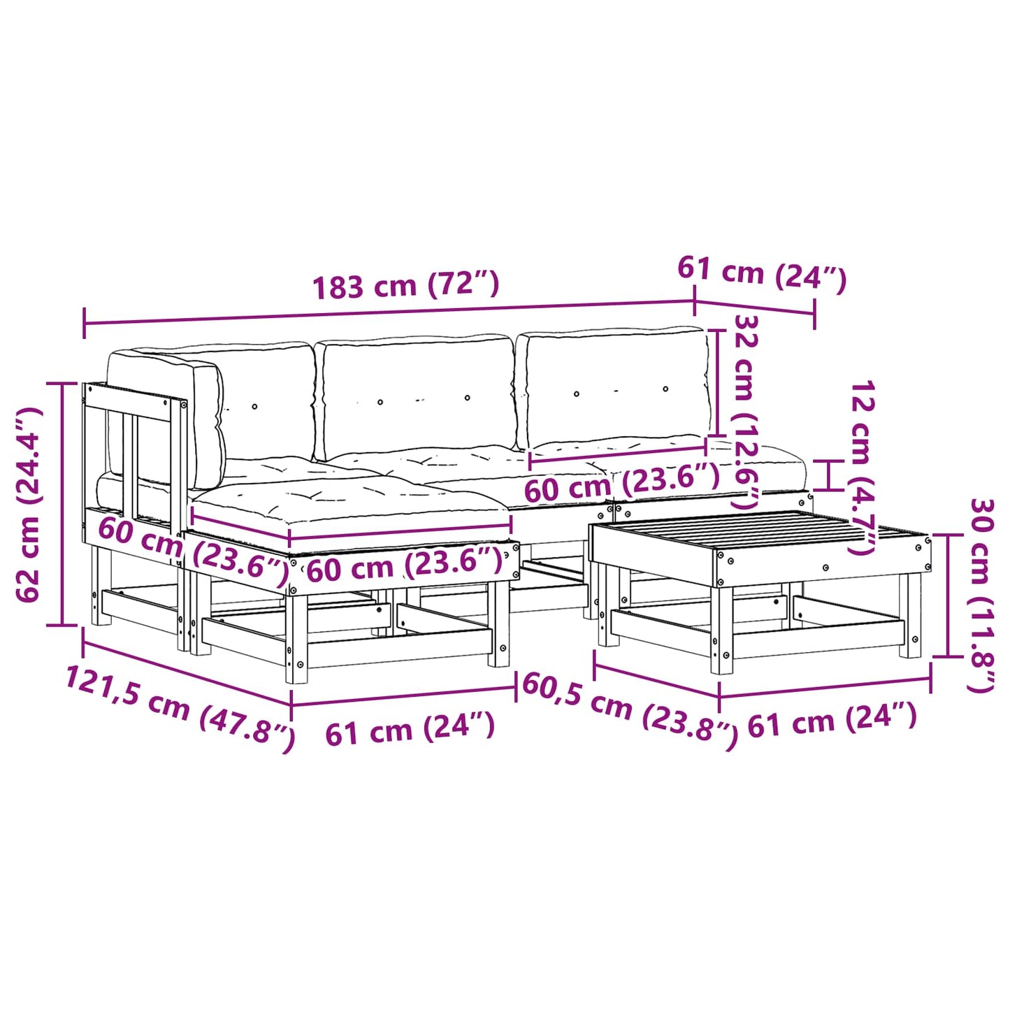 Set Lounge da Giardino 13 pcs Marrone Cerato | homemem39