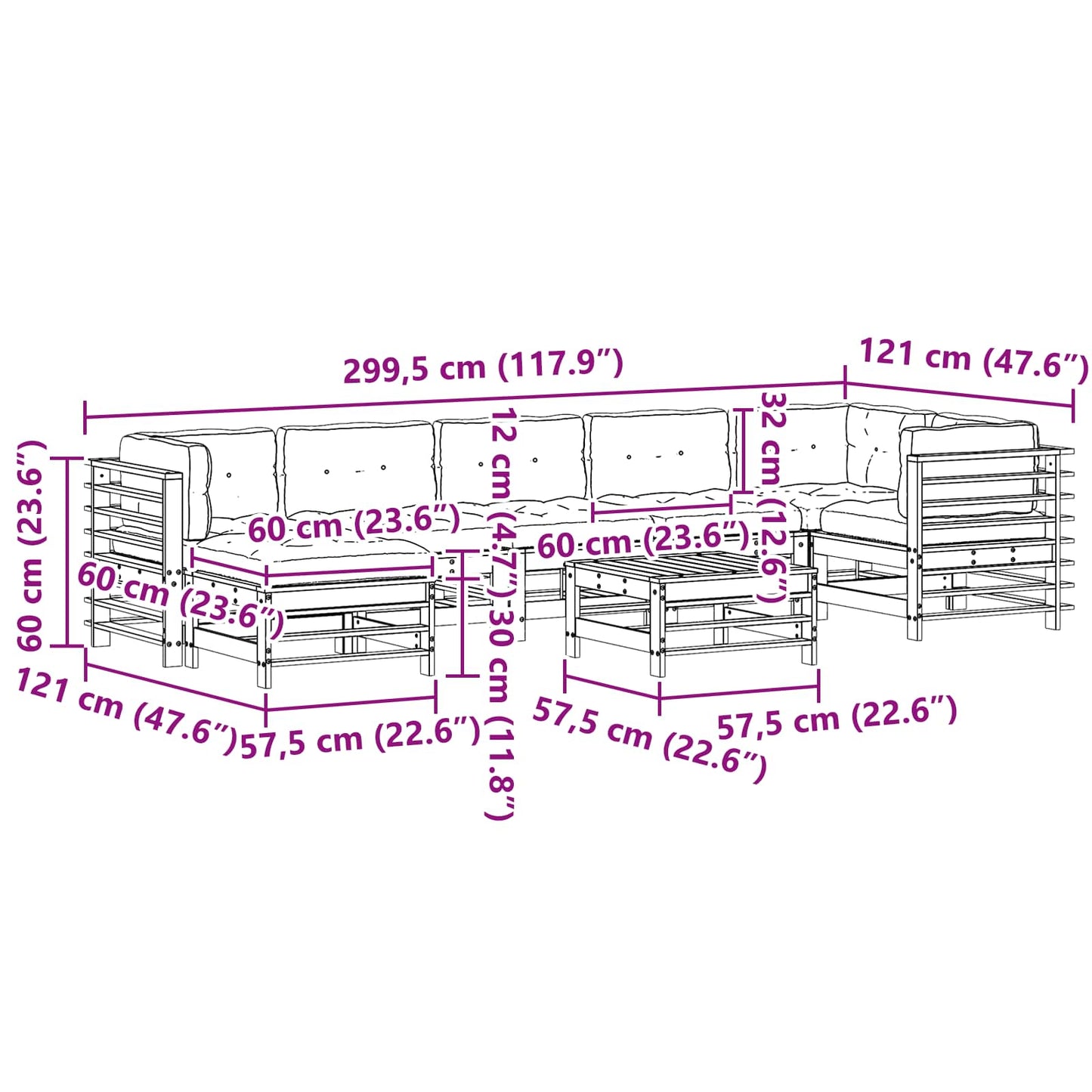 Set Lounge da Giardino 8 pcs Marrone Cerato | homemem39