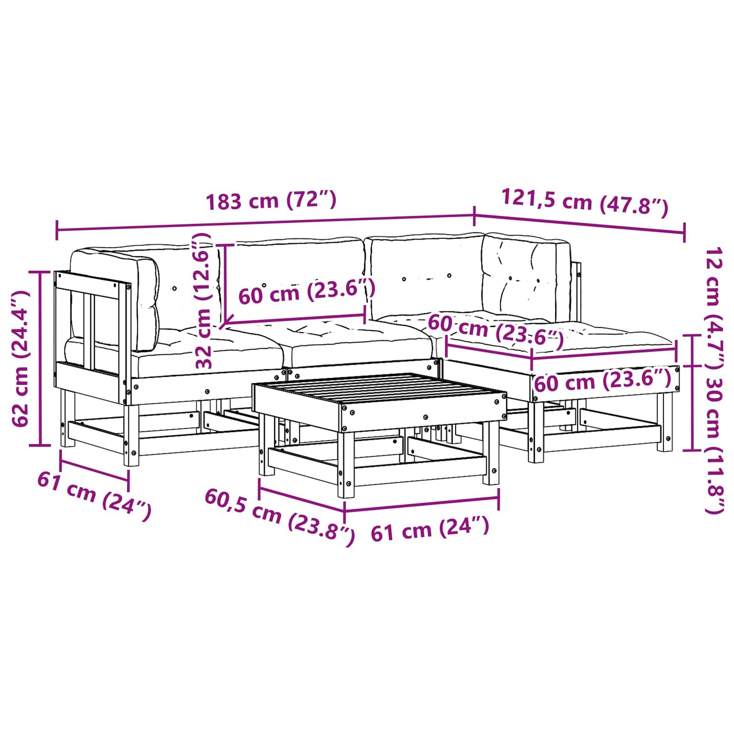 Set Lounge da Giardino 15 pcs Marrone Cerato | homemem39