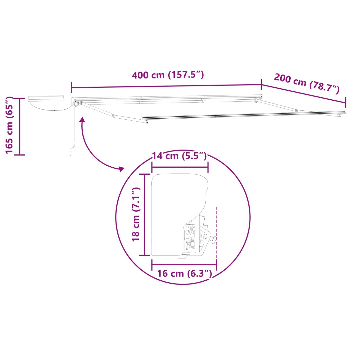 Tettuccio Elettrico Retrattile 4 x 2 m