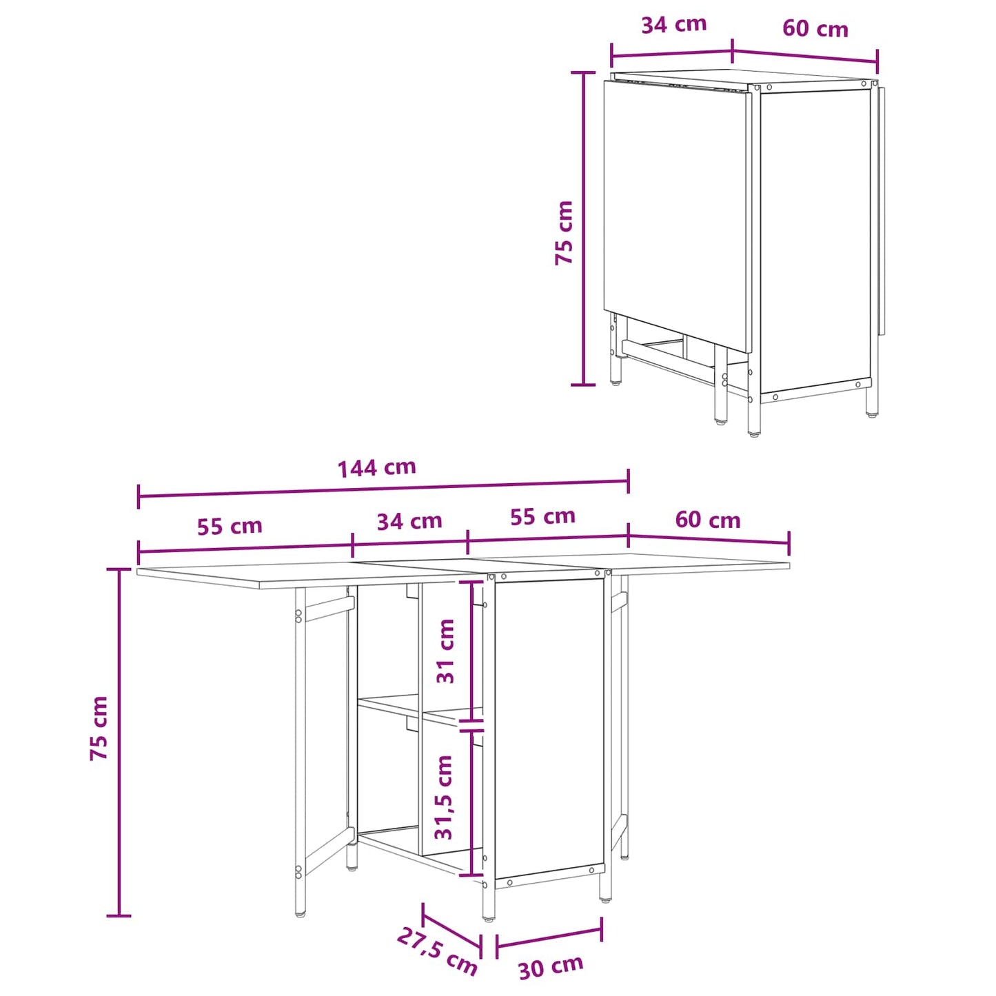 Tavolo da Pranzo 144 x 60 x 75 cm Legno ingegnerizzato