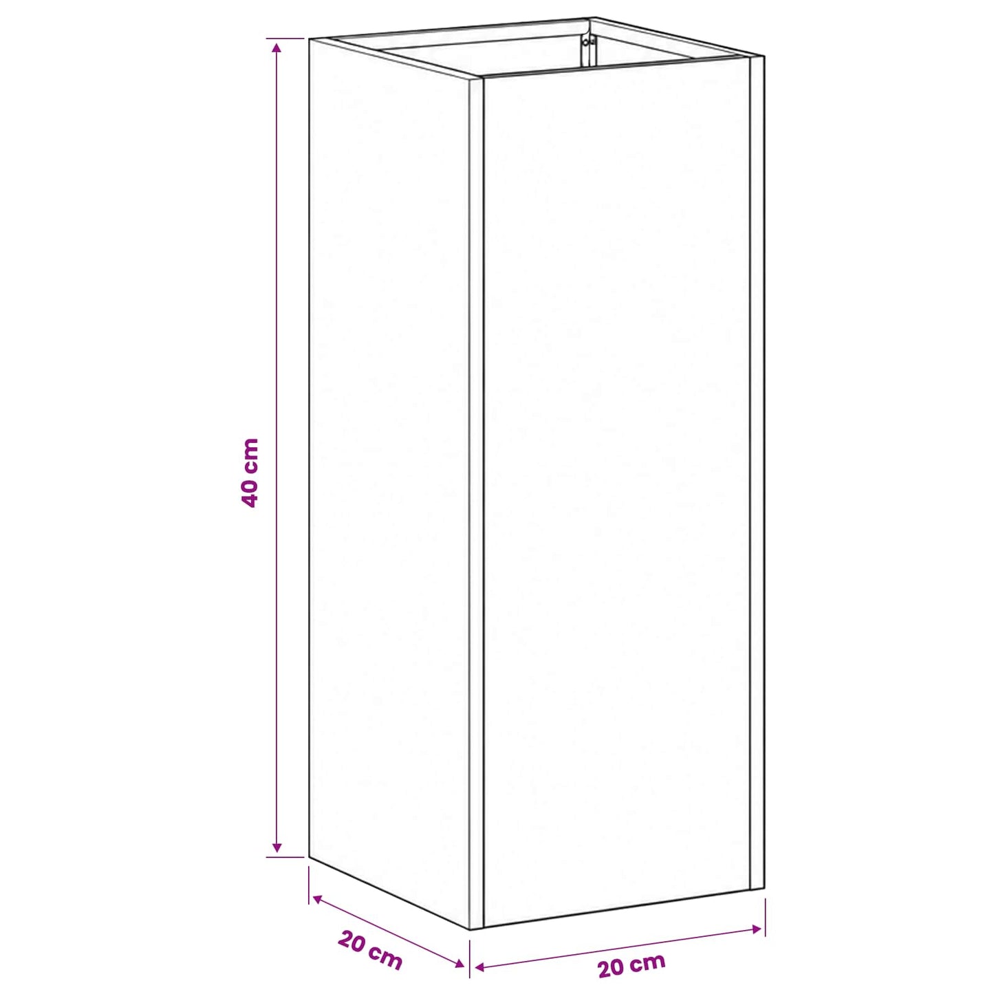 Vaso da giardino 2 pz Nero 20 x 20 x 40 cm