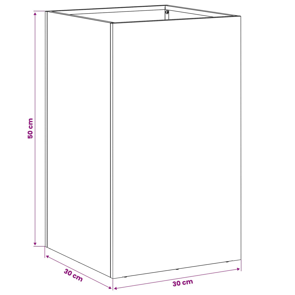 Vaso da giardino Argento 30 x 30 x 50 cm Acciaio zincato | homemem39