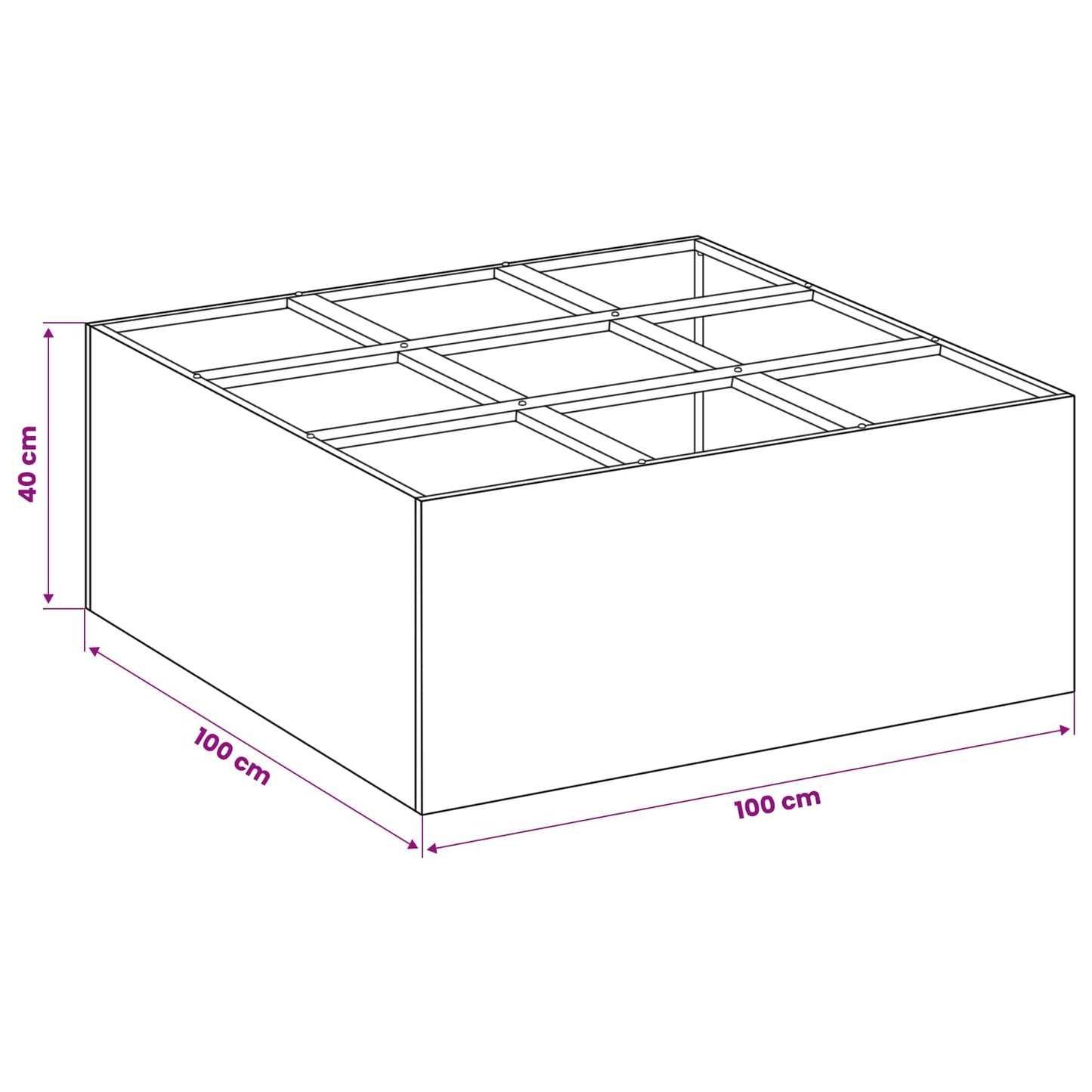 Vaso da giardino Argento 100 x 100 x 40 cm Acciaio zincato | homemem39