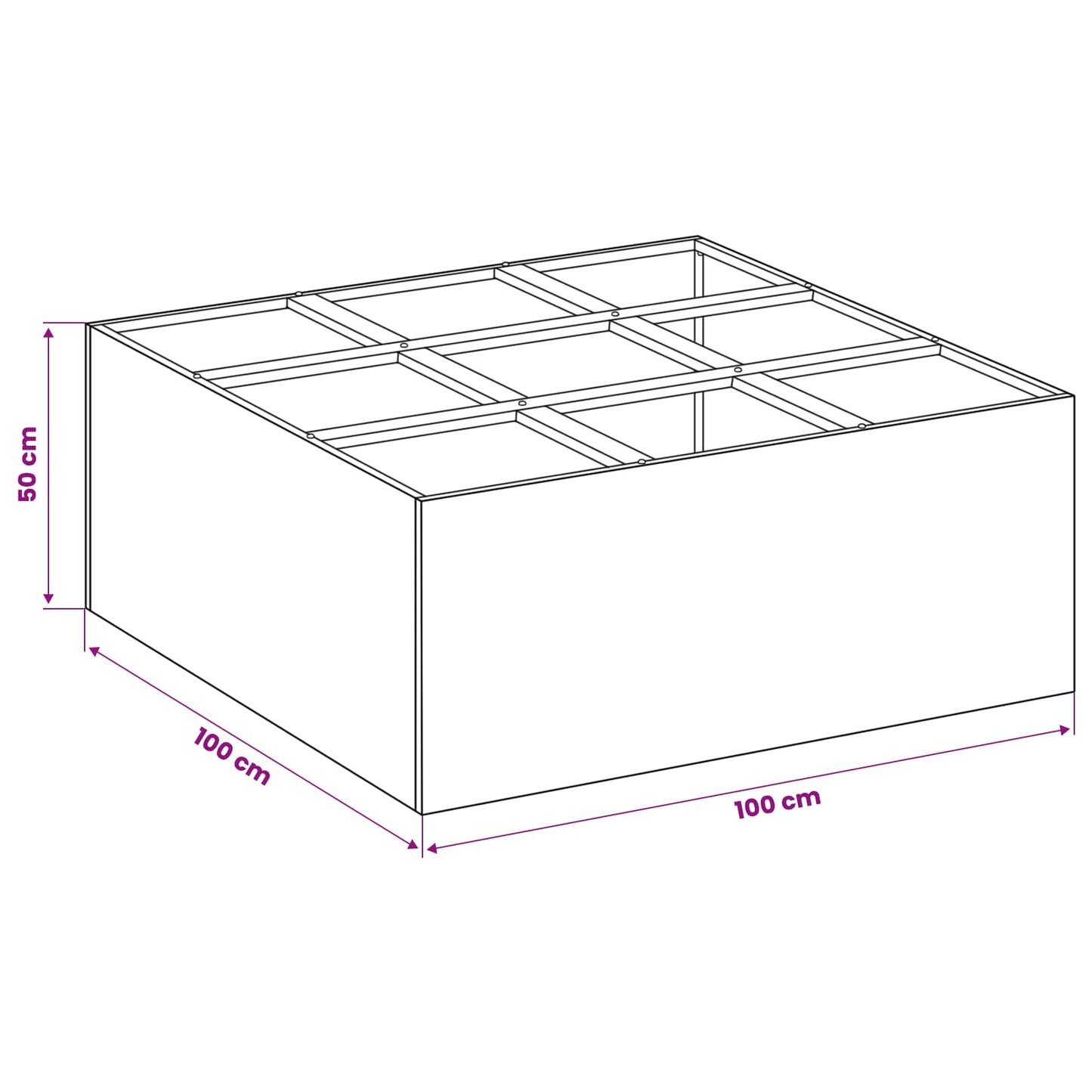 Vaso da giardino Argento 100 x 100 x 50 cm Acciaio zincato | homemem39