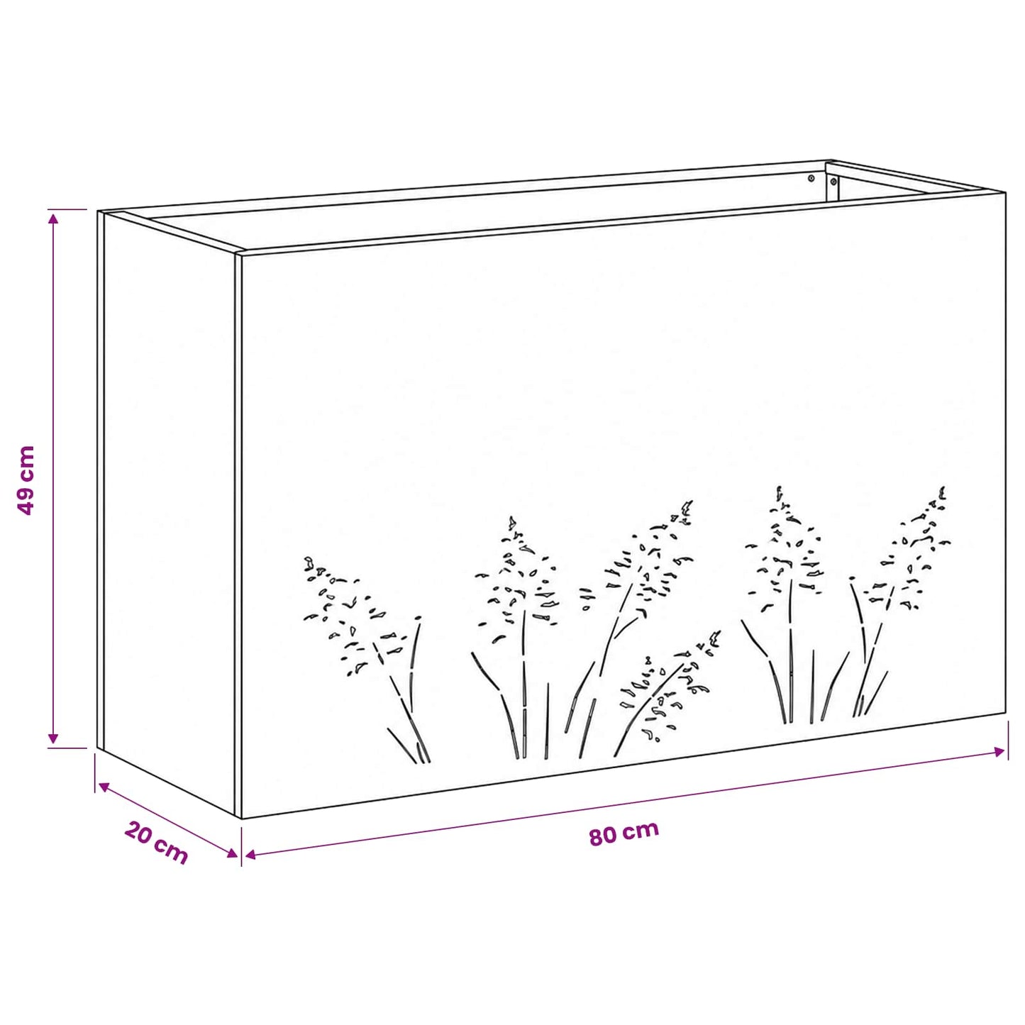 Vaso da giardino Antracite 80 x 20 x 49 cm | homemem39